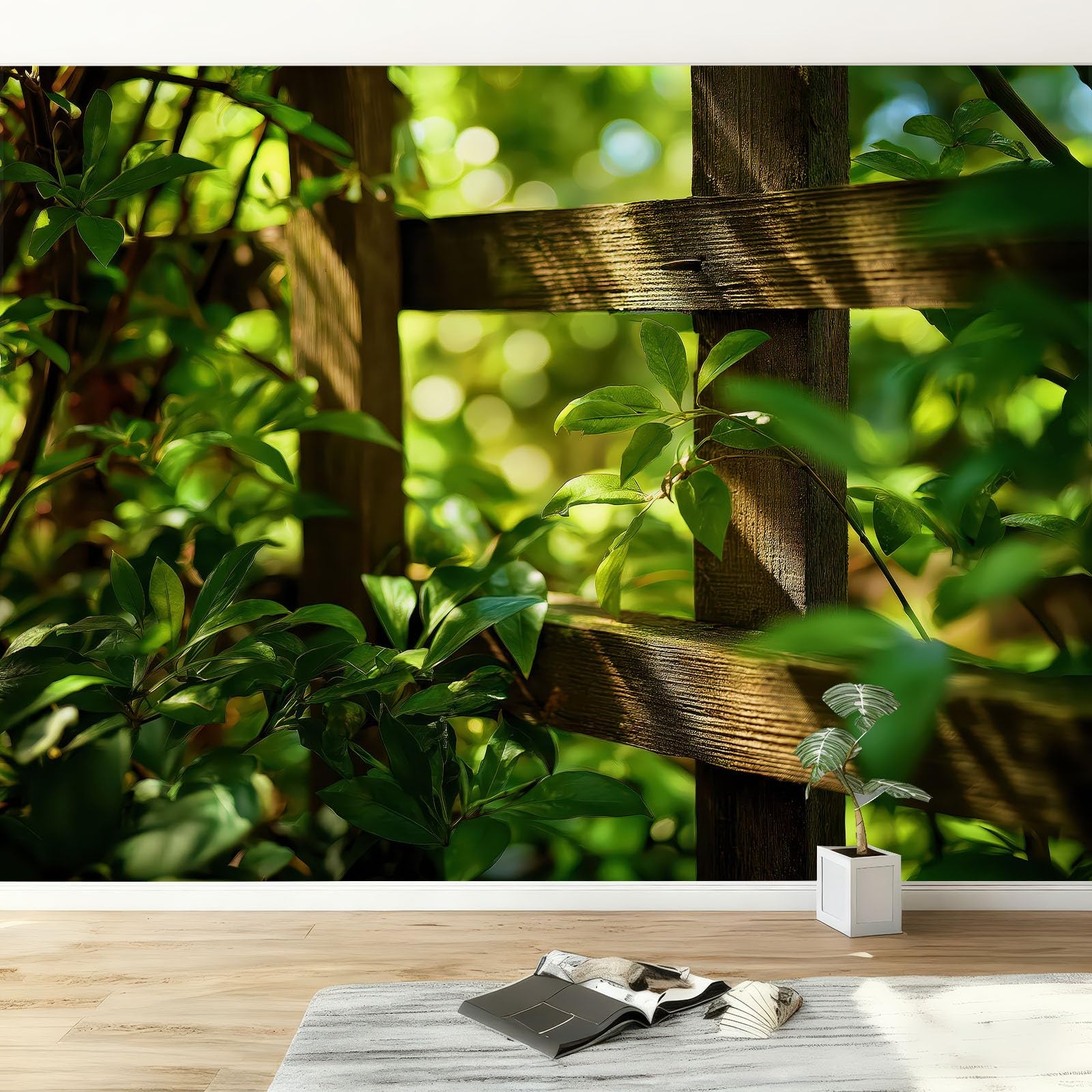 Fototapety 200 x 140 cm XXL, tapeta fotograficzna zielona włóknina dekoracja ścienna dekoracyjne malowidła ścienne nowoczesny design ogród ziarno drewna natura fotografia