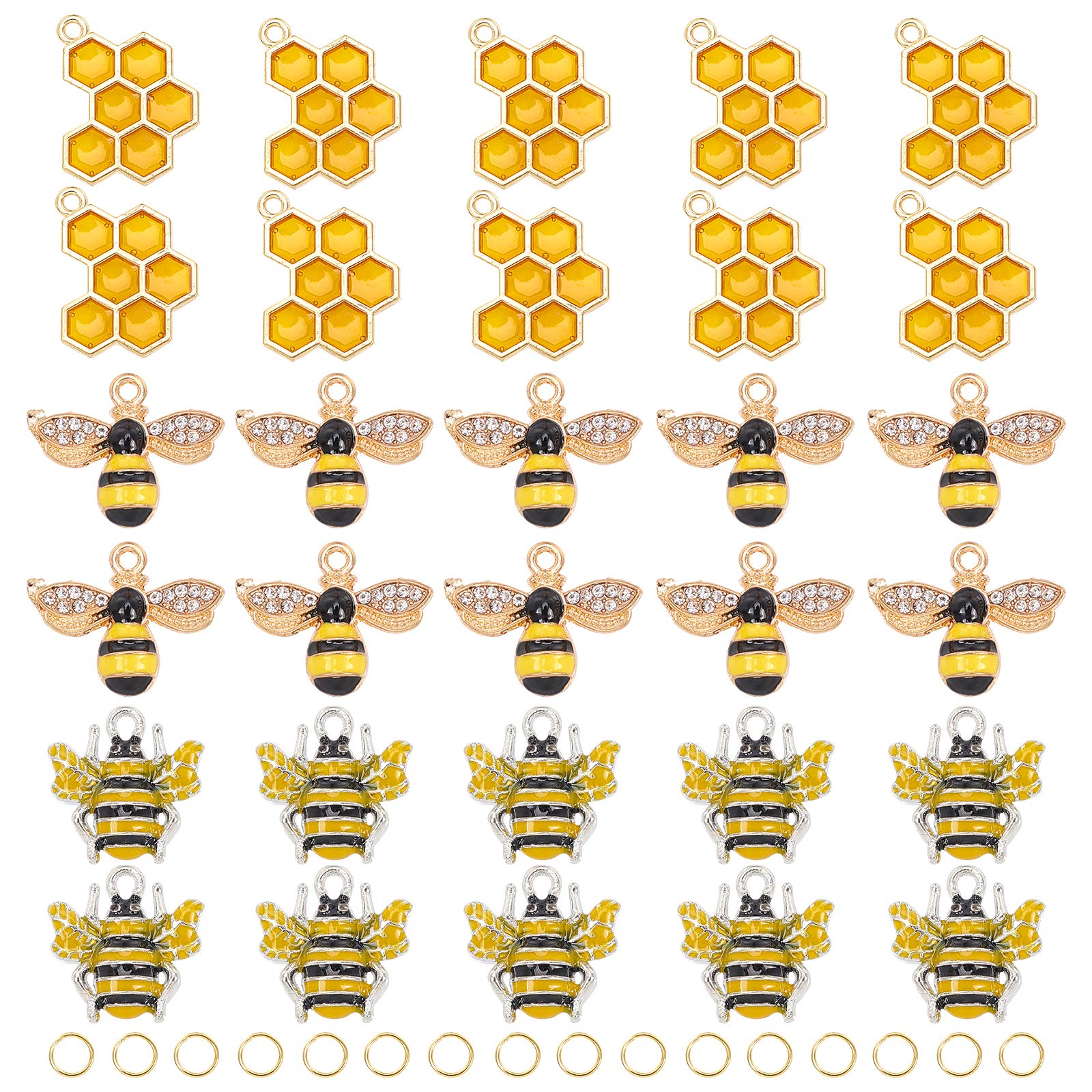 Lot 24 Breloques PandaHall Abeilles Insectes Et Croix Émaillées - Alliage Pour Bijoux Colliers Bracelets