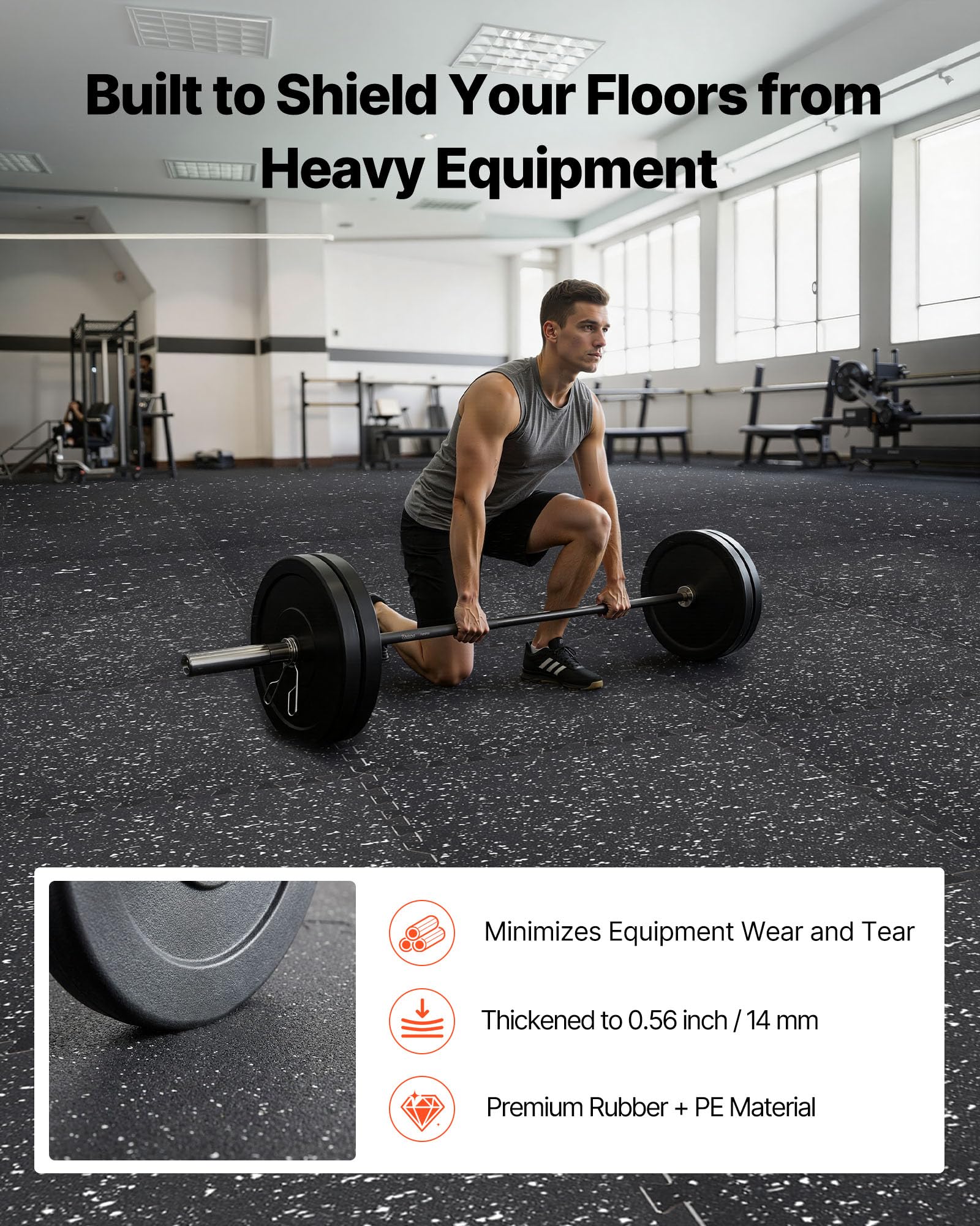 VEVOR Zestaw mat ochronnych na podłogę gimnastyczną 24 sztuki 610 x 610 x 14 mm, maty z pianki EVA Incastro białe kropki płytki do gimnastyki biuro dom trening