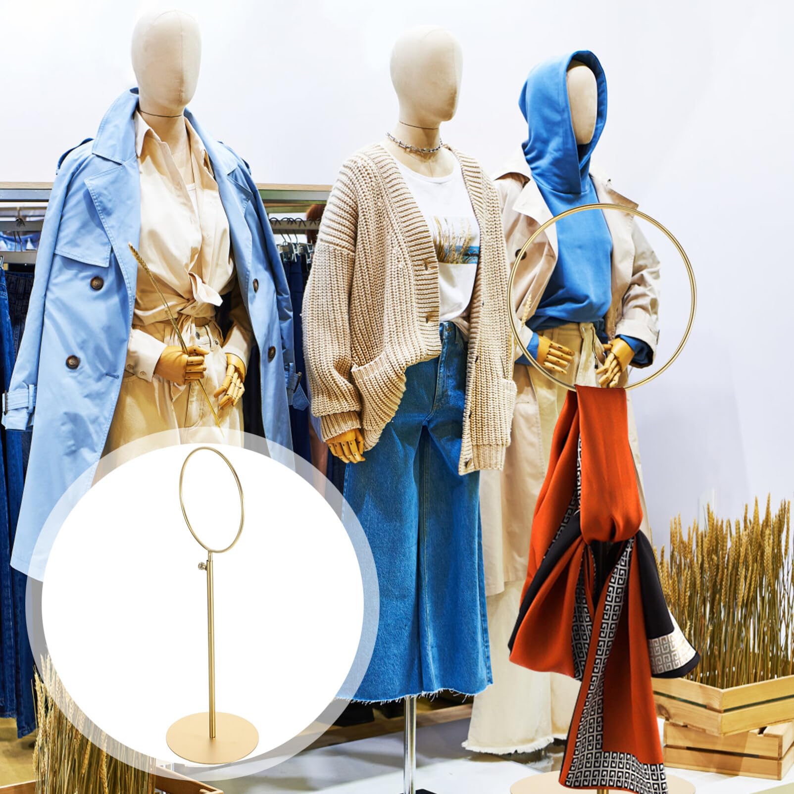 Alipis Stainless Steel Scarf Display Rack Large Scarf Organizer Store Shawls Wraps