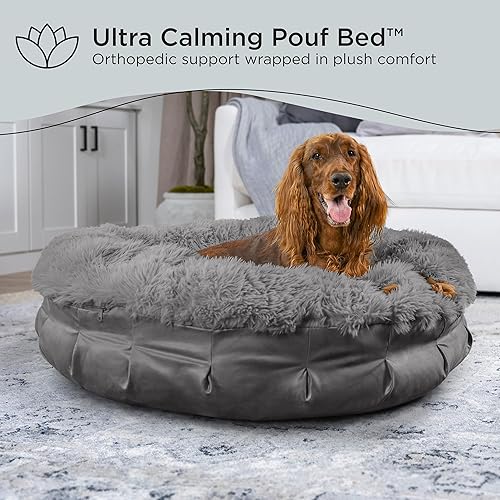 Miniatura 3 de Best Friends by Sheri Cama Puf Ultra Calmante de Lujo en forma de dona para perro, gris, grande, 36 x 36 pulgadas