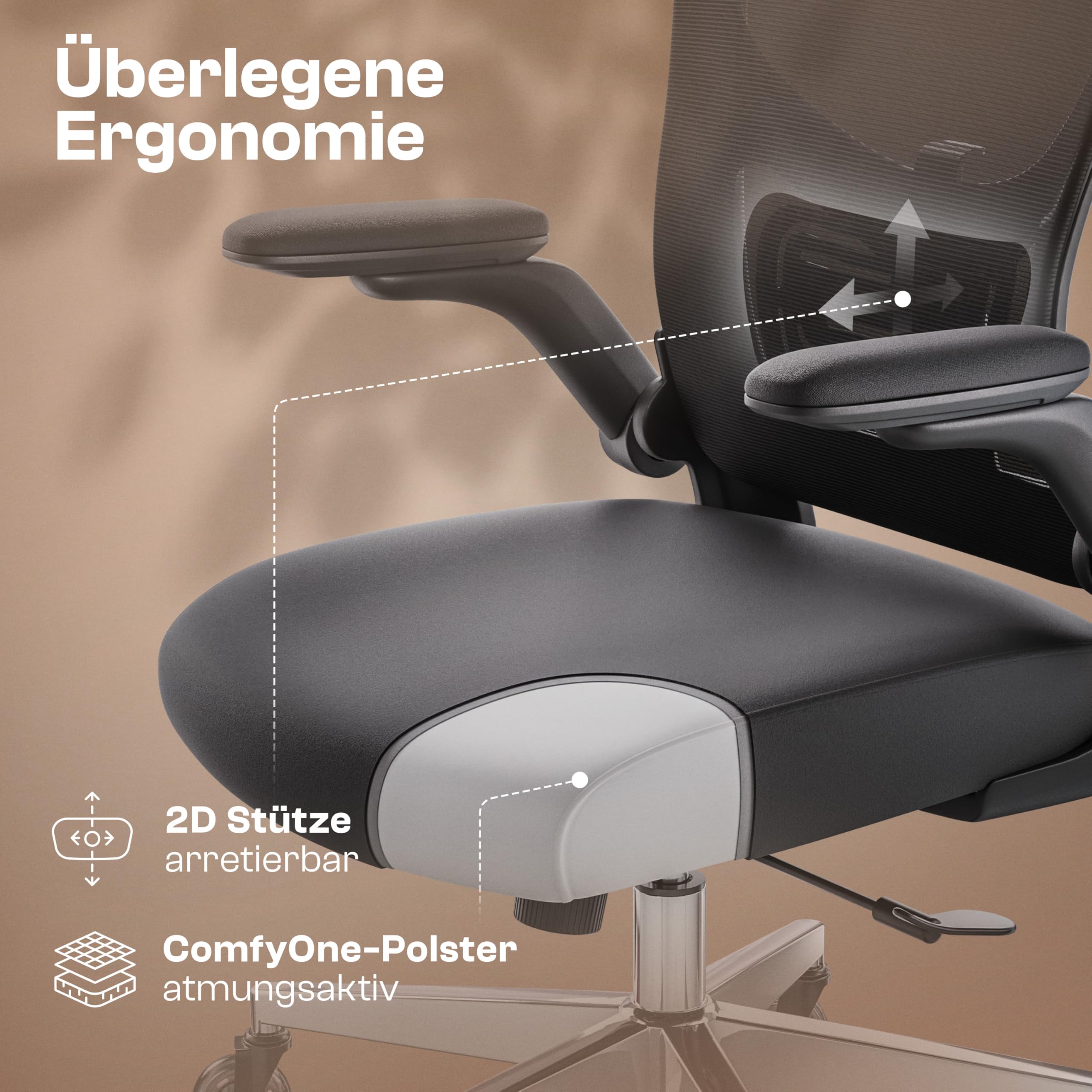 Gawain Bürostuhl Ergonomisch [VERGLEICHSIEGER] Drehstuhl 150kg | Schreibtischstuhl Ergonomisch | Komfortabler Gaming Stuhl | Bürostuhl Testsieger für höchsten Komfort und Ergonomie