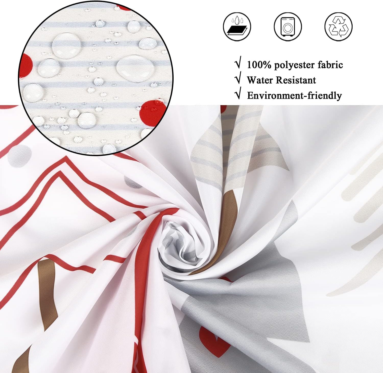Leowefowa Weihnachts-Duschvorhang – Schwarz-weiß Büffel Plaid, 183x183 Cm, Wasserdicht, Mit Haken
