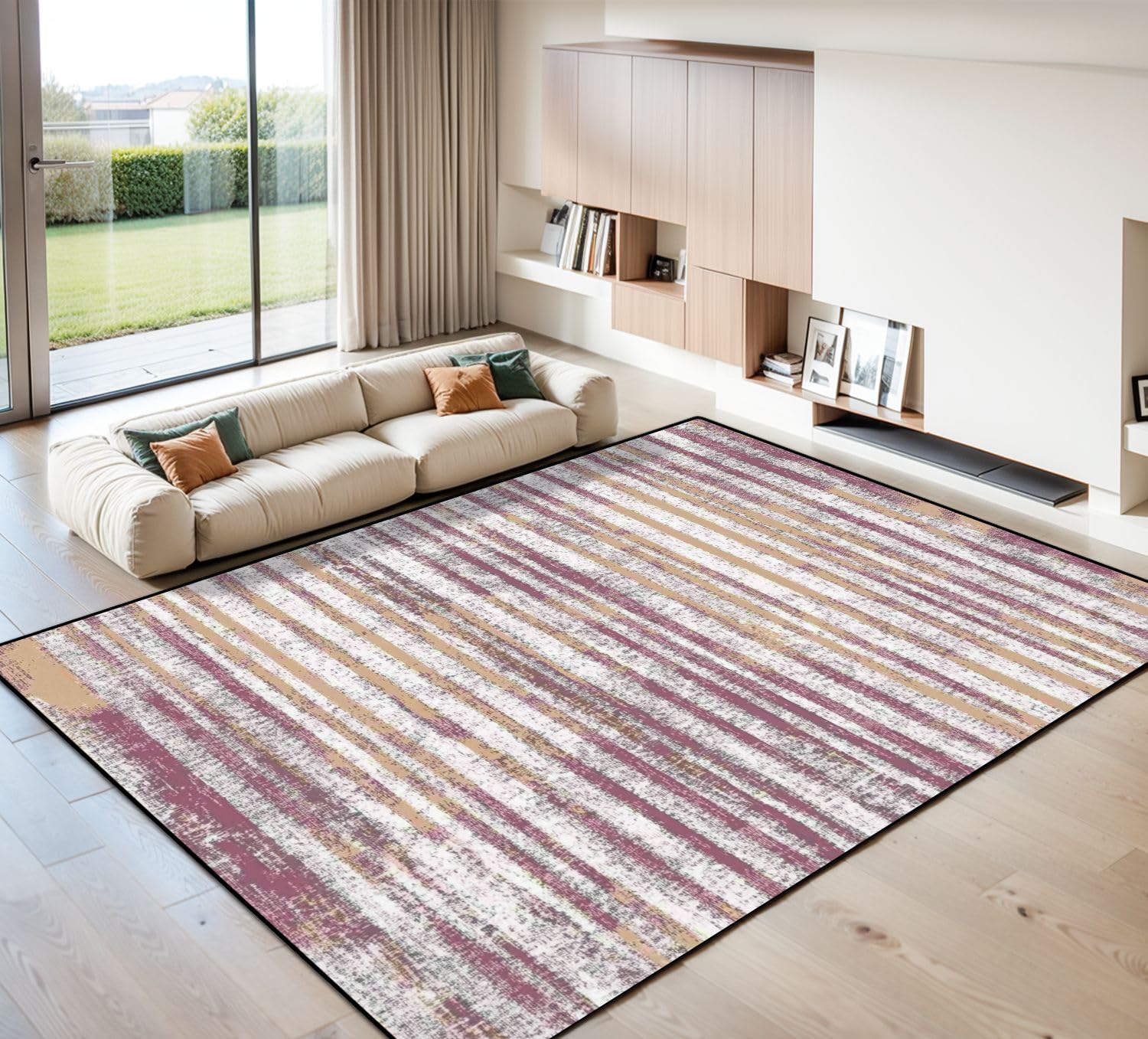 8x10 Area Rugs for Living Room Seamless Pattern dye Print Stripes Ink Textured Washable Large Area Rug for Bedroom Non Slip Outdoor Carpets Soft Mats