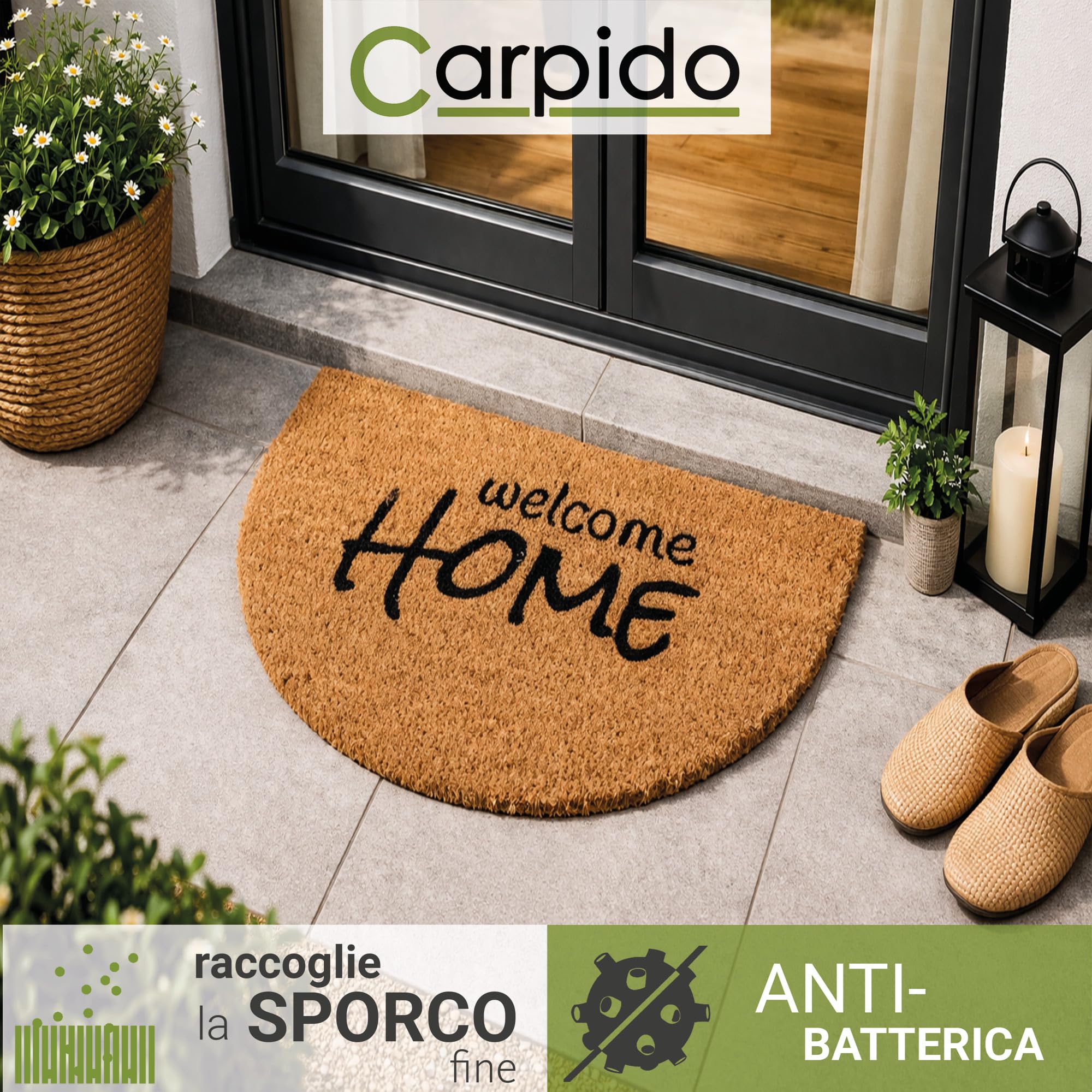 Relaxdays Zerbino In Fibra Di Cocco A Semicerchio – 60x40 Cm, Design Arcobaleno, Antiscivolo Per Esterni E Interni - 5
