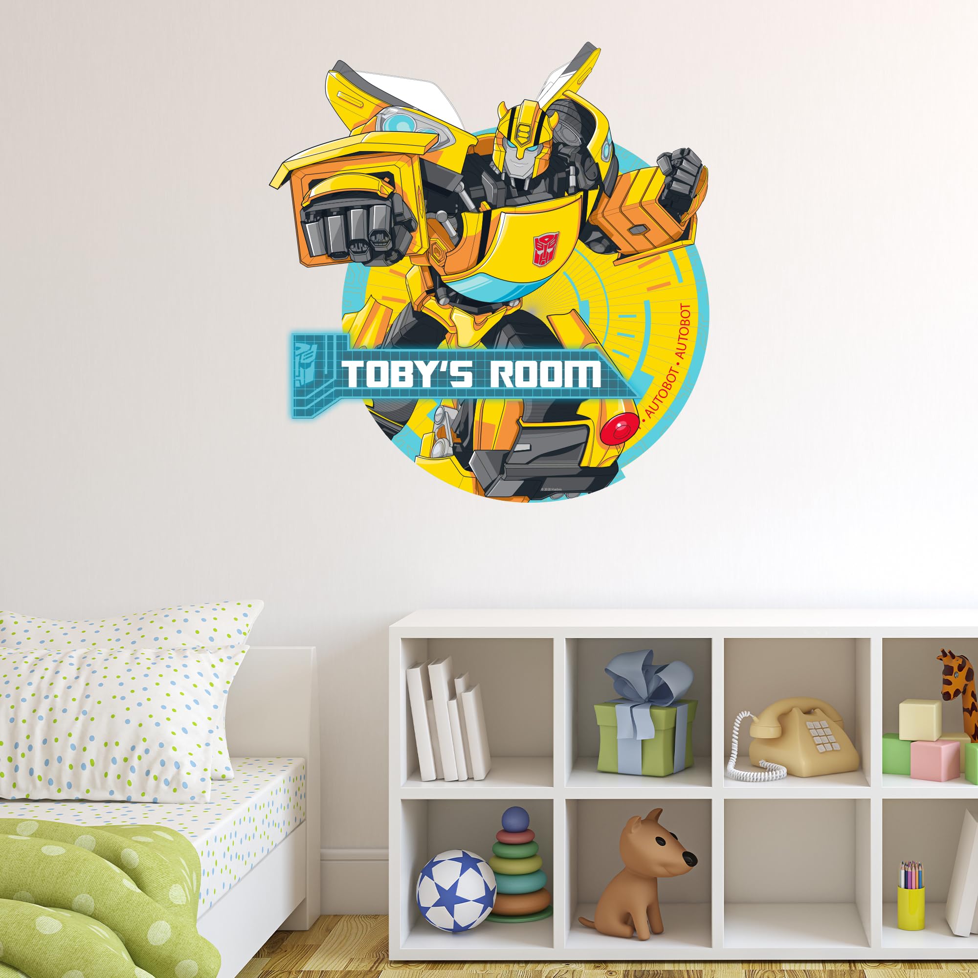 Transformers Wall Sticker - Personalised Bumblebee Wall Decal Vinyl Art Mural Kids Bedroom Gift (60cm Width x 60cm Height)