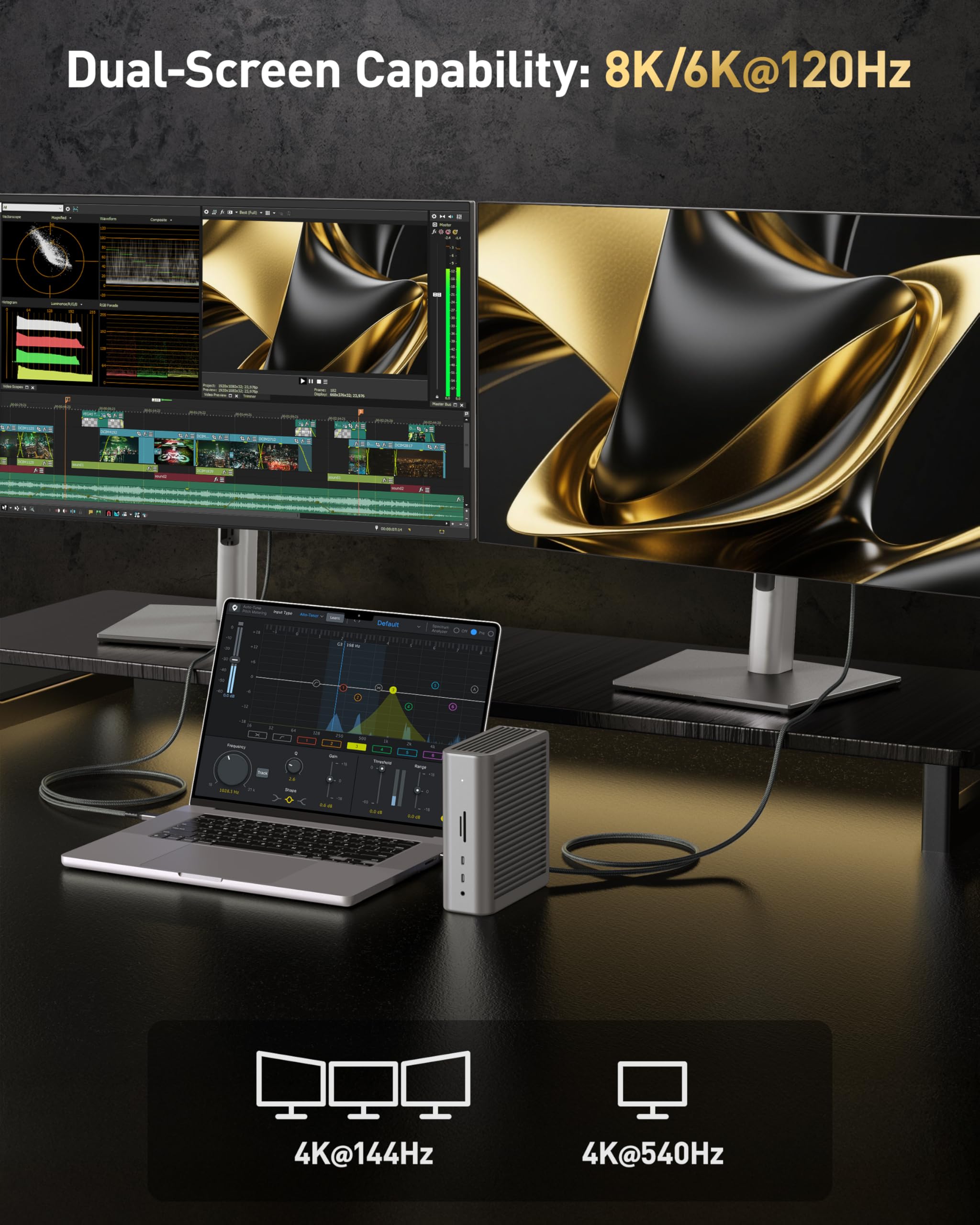 Maxonar 80Gbps Thunderbolt 5 Cable 3.3FT [Desktop-First], 240W PD 3.1 Fast Charging, 120Gbps Bandwidth for 16K/8K Video Editors & 3D Rendering Compatible with MacBook Pro, Studio Display, eGPU, Docks Product Image 3