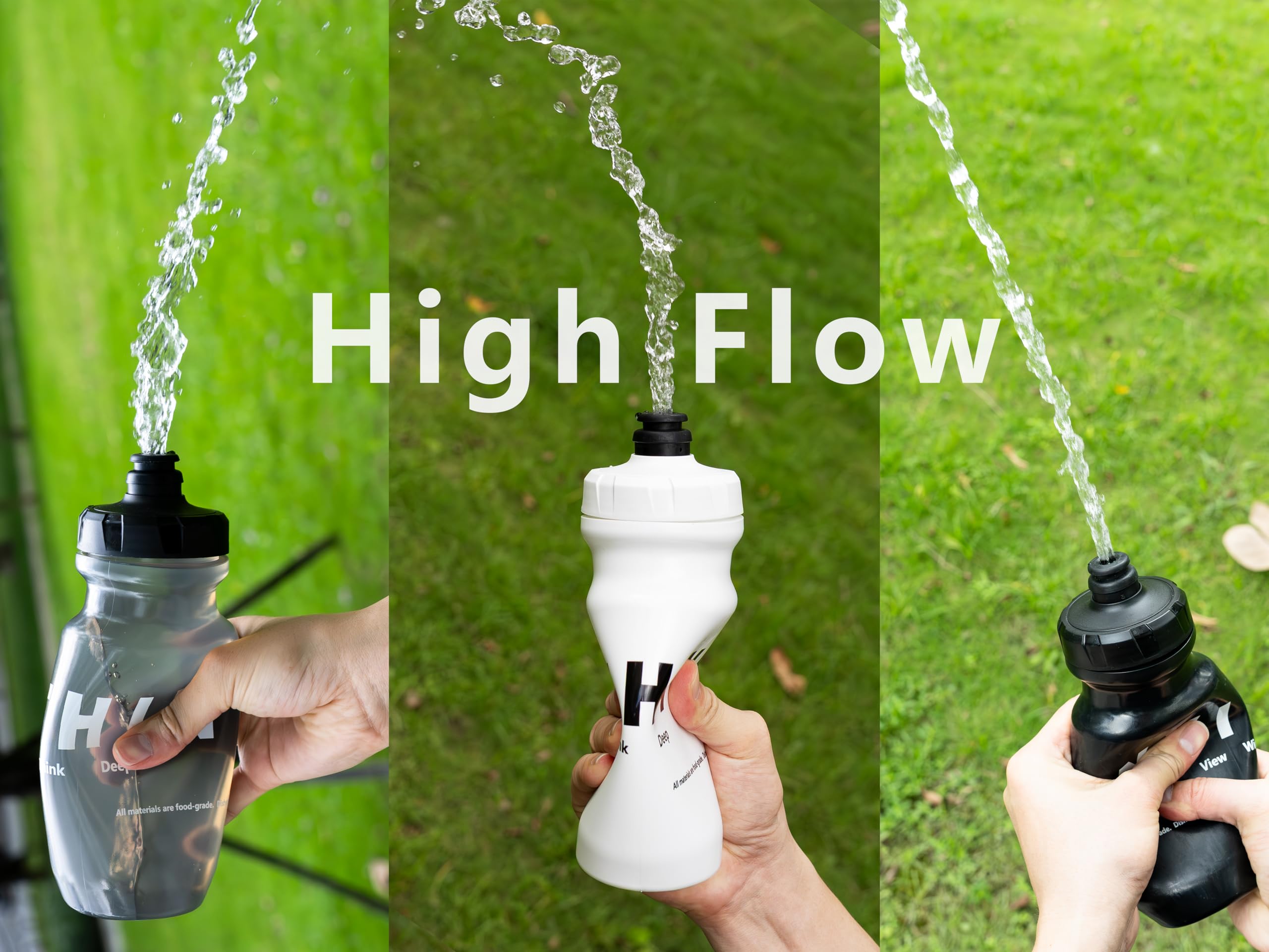 Thinvik Spülmaschinenfeste Wasserflaschen, 620 ml, lebensmittelechte Materialien, 2 x schwarze und 2 x weiße Wasserflaschen