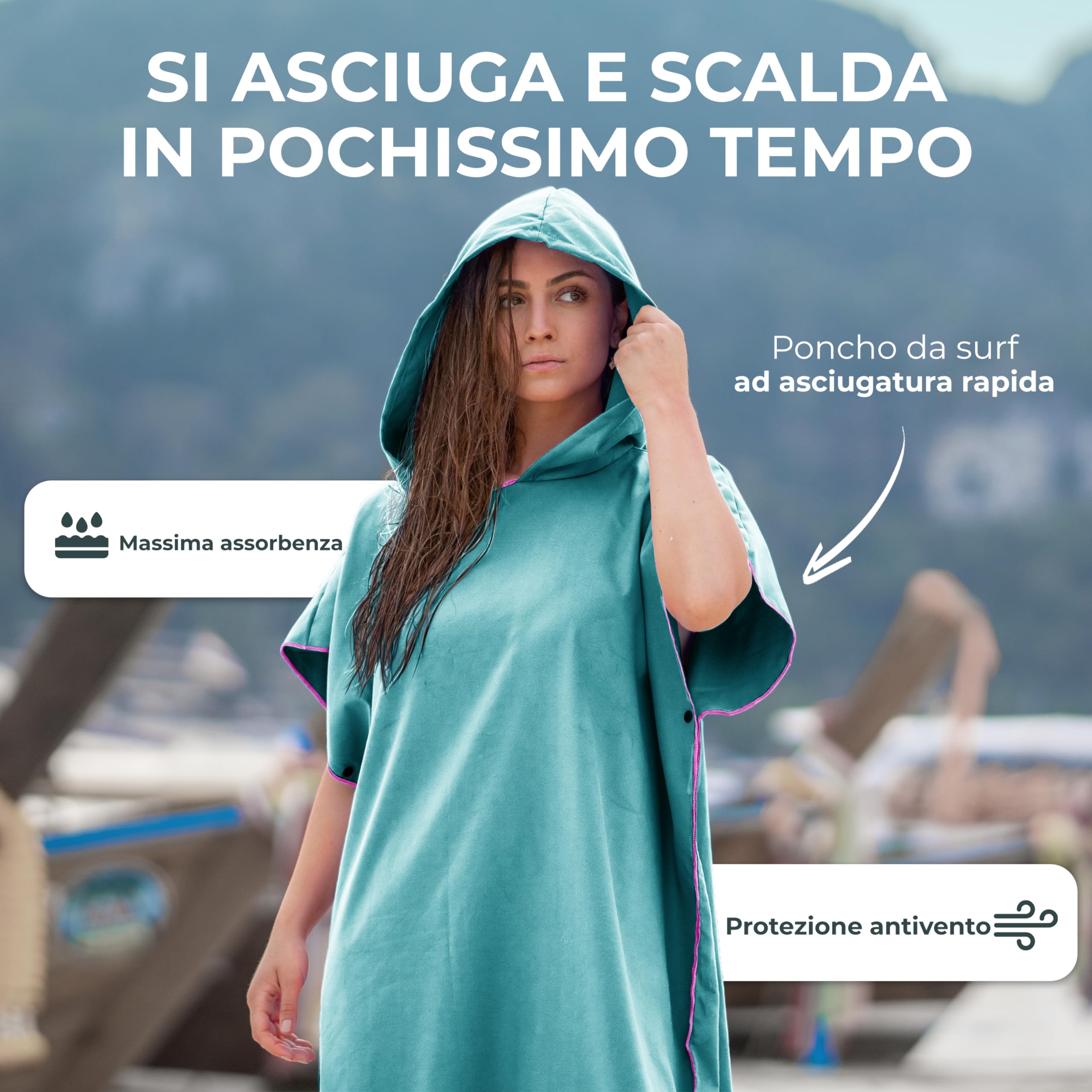 NirvanaShape Accapatoio Uomo/Donna Stile Poncho, Accappatoio Microfibra e Asciugamano Palestra, Poncho Surf ad Asciugatura Rapida, Ideale per Surf, Gite in Campeggio, Sauna, Spiaggia