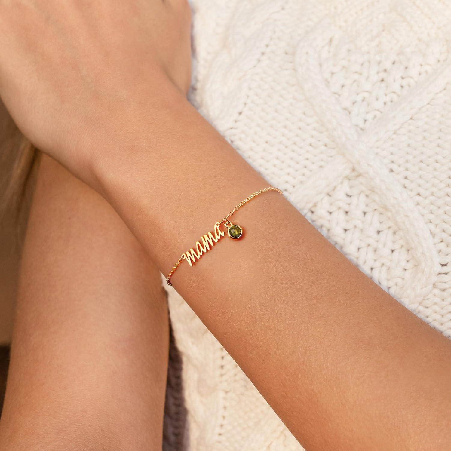 JSJOY Gold Mama Bracelet with Birthstone Birthday Gifts for Women Dainty Birthstone Bracelets Emerald Jewelry Mom Gifts for Grandma Daughter Wife - Image 4