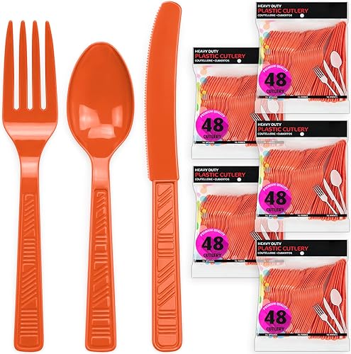 Miniatura 2 de DecorRack Juego de cubiertos de plástico de 240 piezas, sin BPA, cubiertos de plástico para cumpleaños, interiores, eventos al aire libre, fiestas,