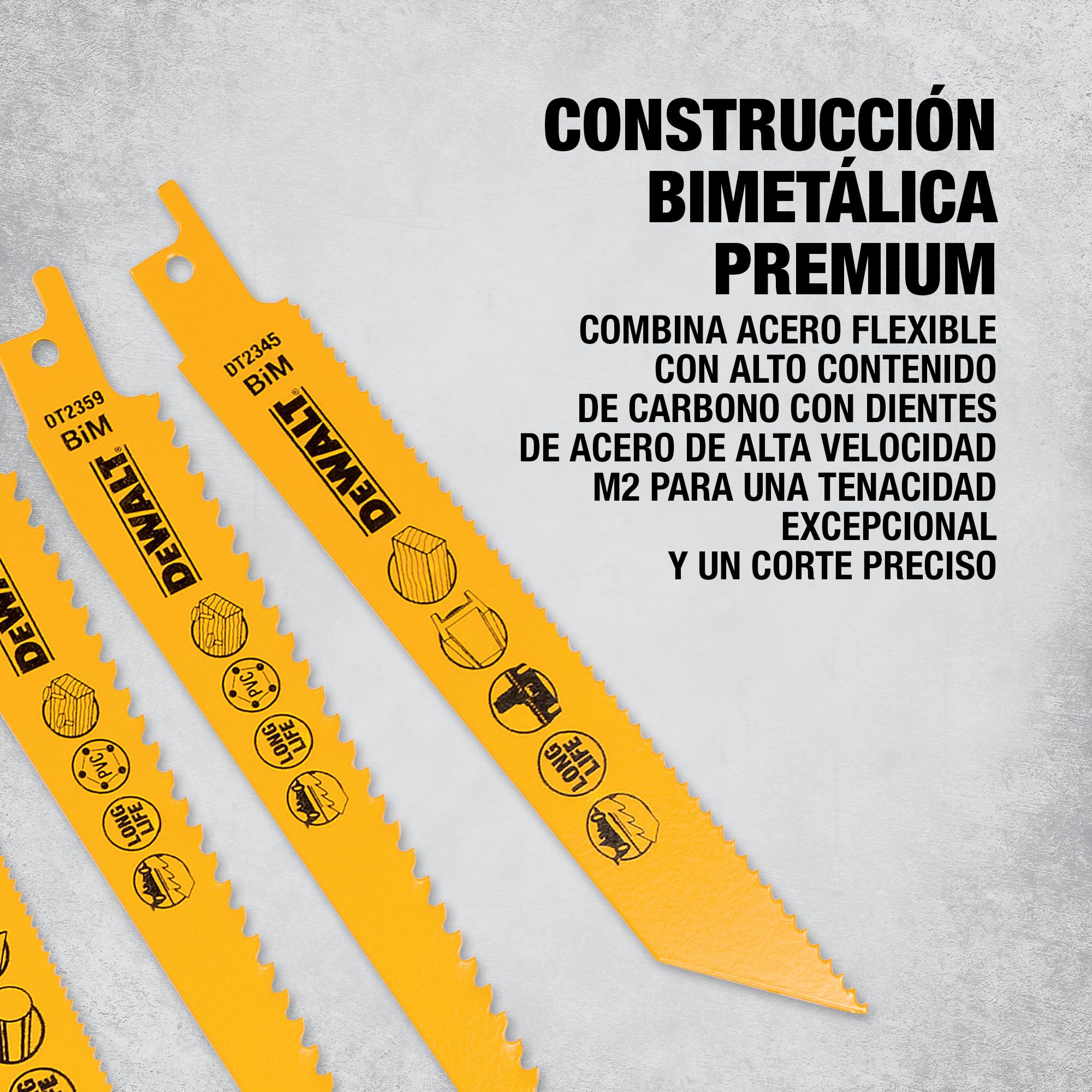 DEWALT Juego de hojas mixtas Bi-Metal para sierra reciproca con estuche para almacenamiento (12 piezas), DT2445-QZ
