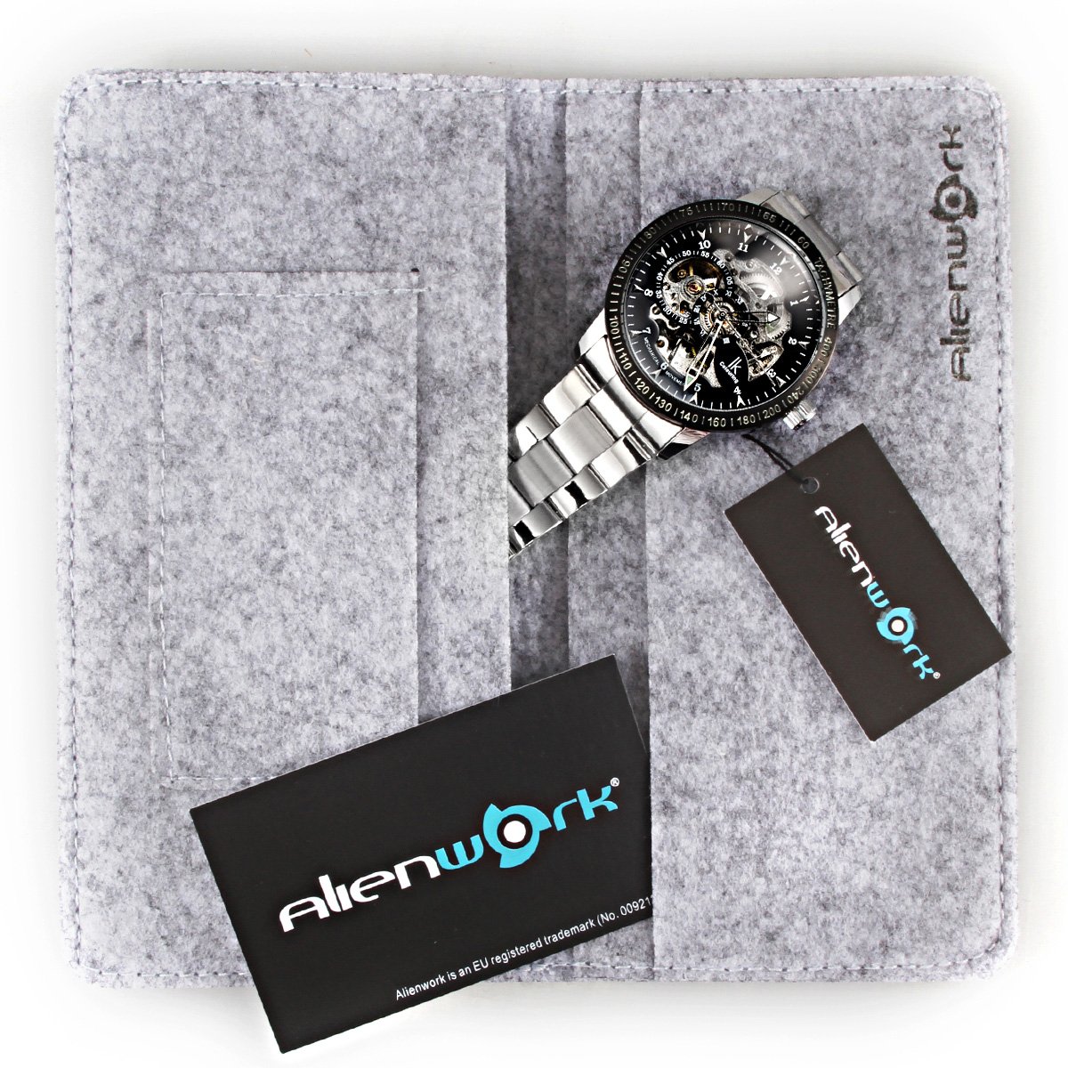 Alienwork IK Automatikuhr Armbanduhr Herren Damen Skelett Glasboden