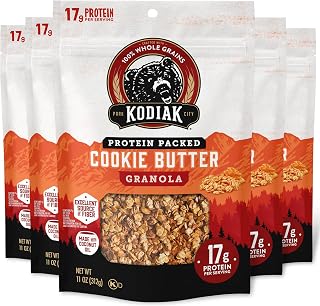 Kodiak Cakes Cookie Butter Granola Pouches - 17g Protein, 100% Whole Grains, Low Sugar (5 Resealable Packs)