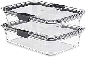 Rubbermaid Brilliance Glass Storage 8-Cup Food Containers - Ideal for Leftovers, Meal Prep, and More