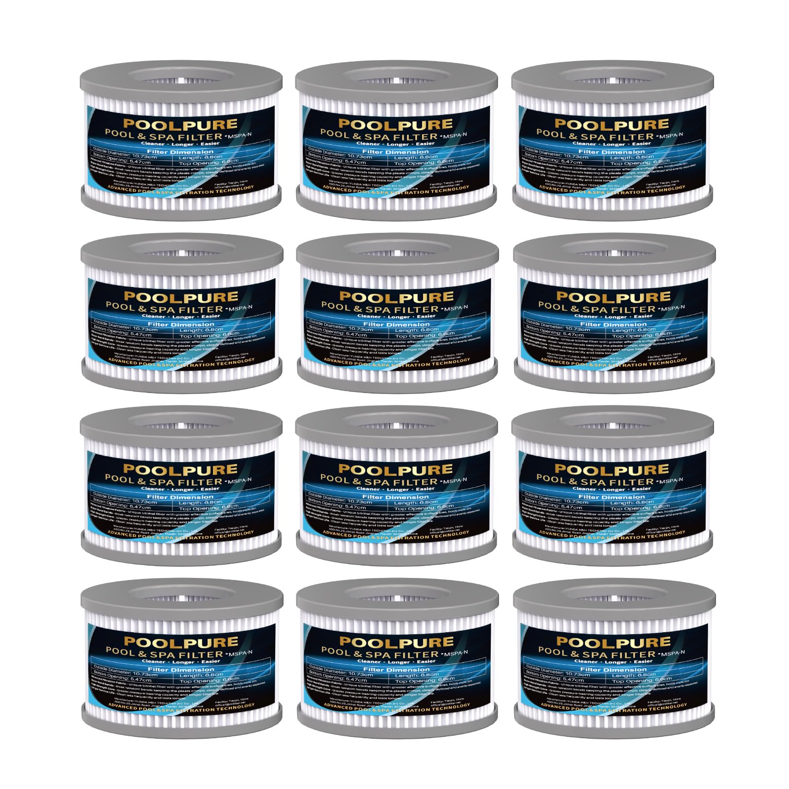 POOLPURE 12 CONFEZIONI CARTUCCIE FILTRANTI COMPATIBILI CON MSPA VASCA IDROMASSAGGIO FD2089 LF90 – FILTRO DI RICAMBIO PER VASCHE IDROMASSAGGIO E SPA GONFIABILI – ADATTO PER MODELLI DAL 2020