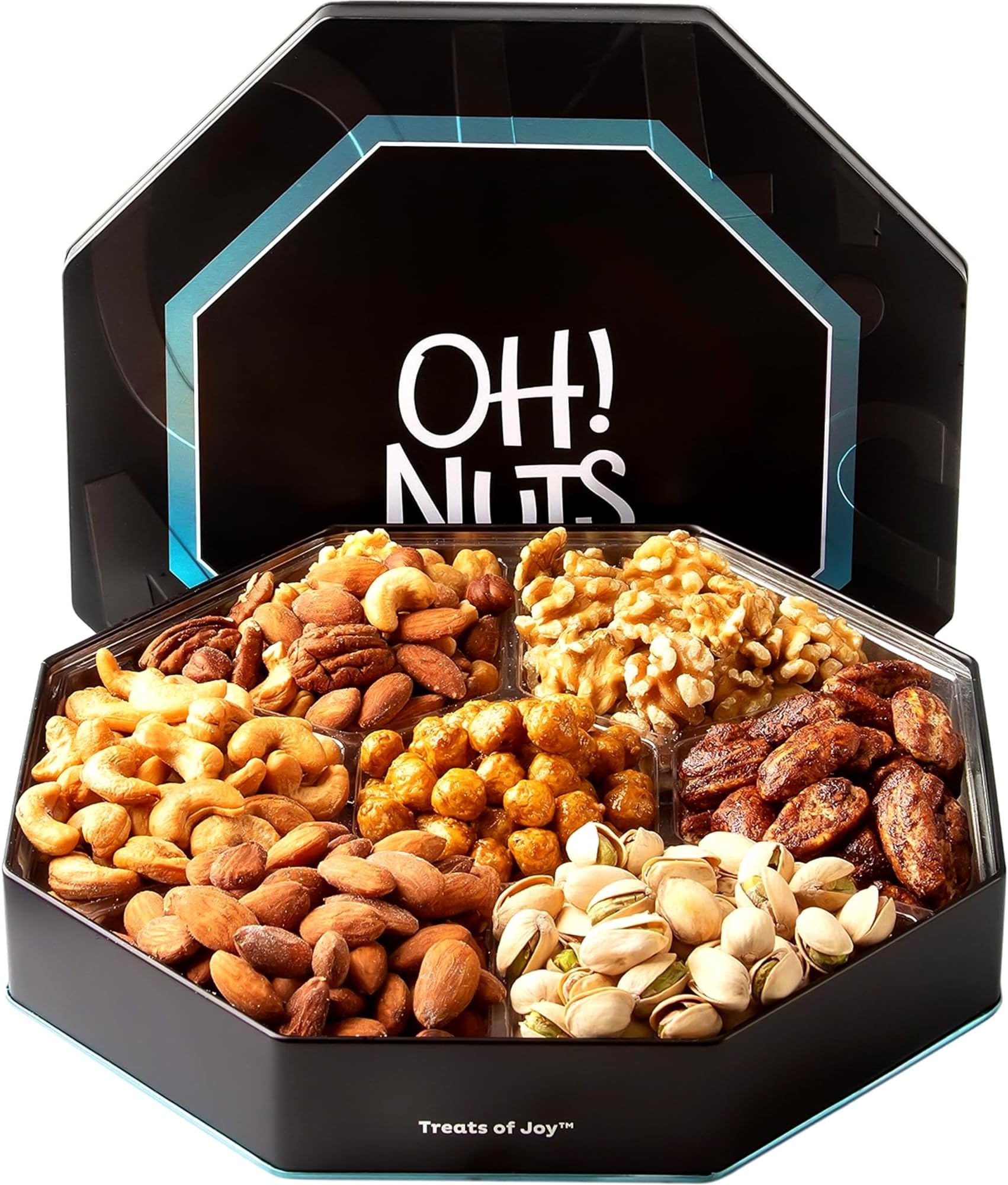 Oh! Nuts 7 Section Assorted Nuts Gift Tin Box Gourmet 7
