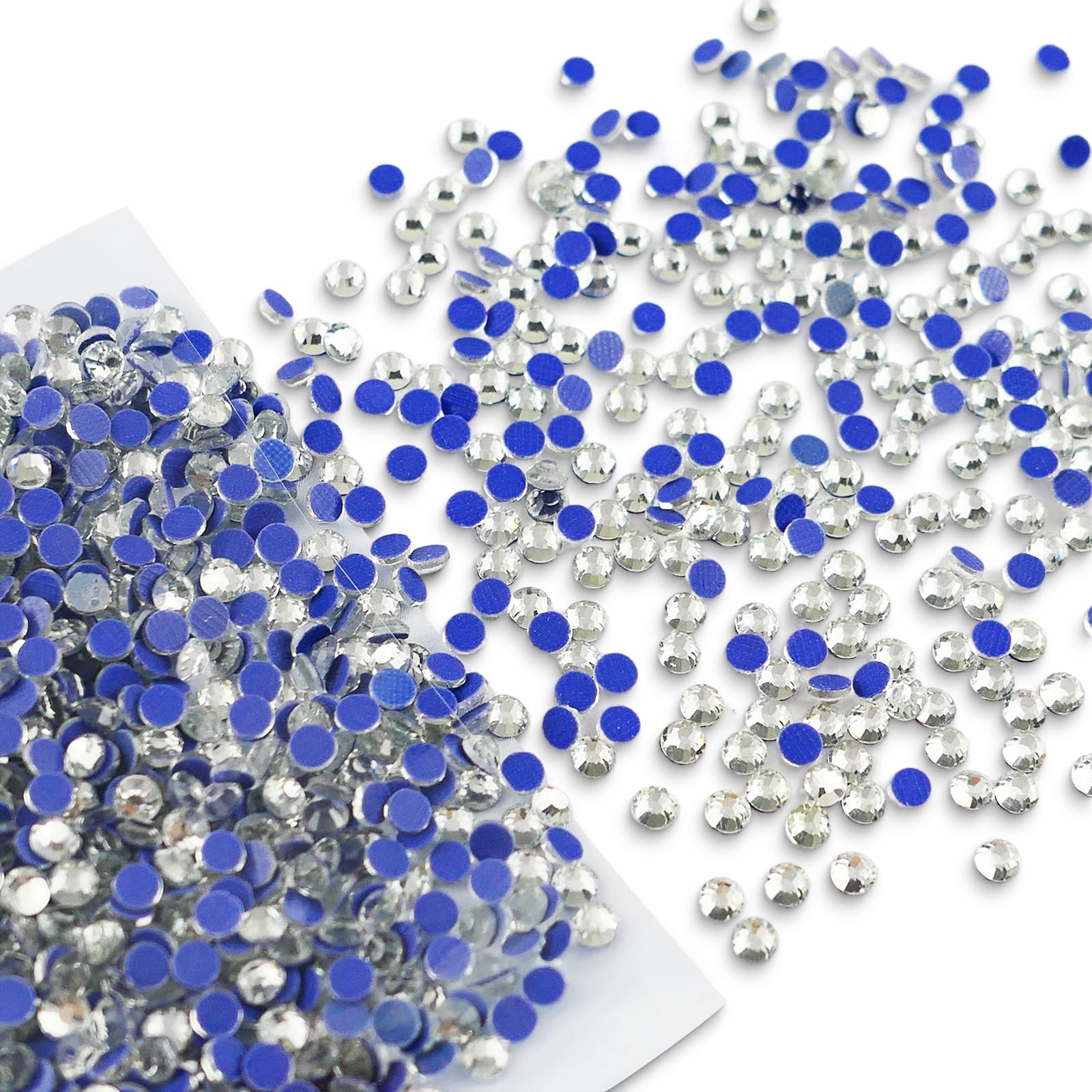 Queenme 3MM 2880pcs SS12 Clear Hotfix Rhinestones Flatback Crystals for Clothes Shoes Crafts Hot Fix Round Glass Gems Stones Flat Back Iron on Rhinestones for Clothing 12SS