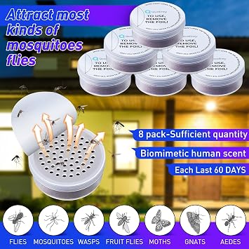 Qualirey Mosquito Attractant, Each Last 60 Day Pest Lure Mosquito Fly Biting Insect Bait Refill High Catch Rate Compatible with All Insect Catching Indoor Outdoor