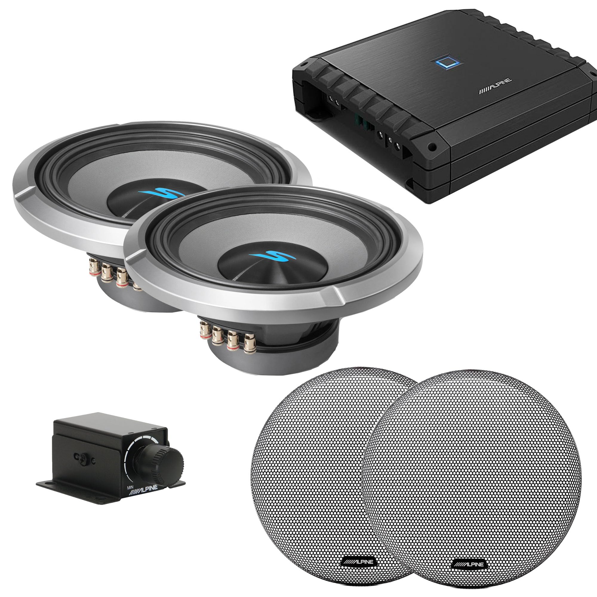 Alpine S2-A60M S-Series Class-D Amp, (2) S2-W12D2 12