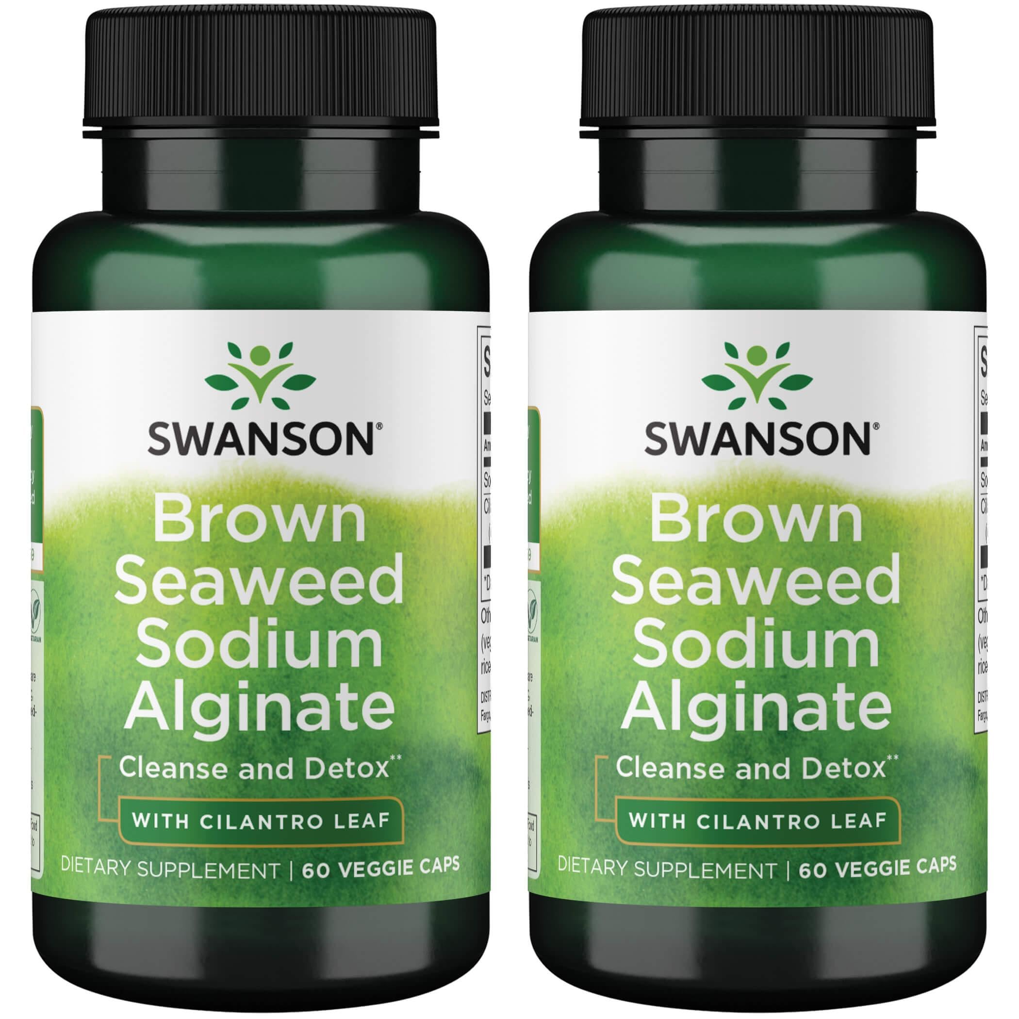 Swanson Premium- Brown Seaweed Sodium Alginate with Cilantro Leaf - 60 Veggie Caps (2 Pack)