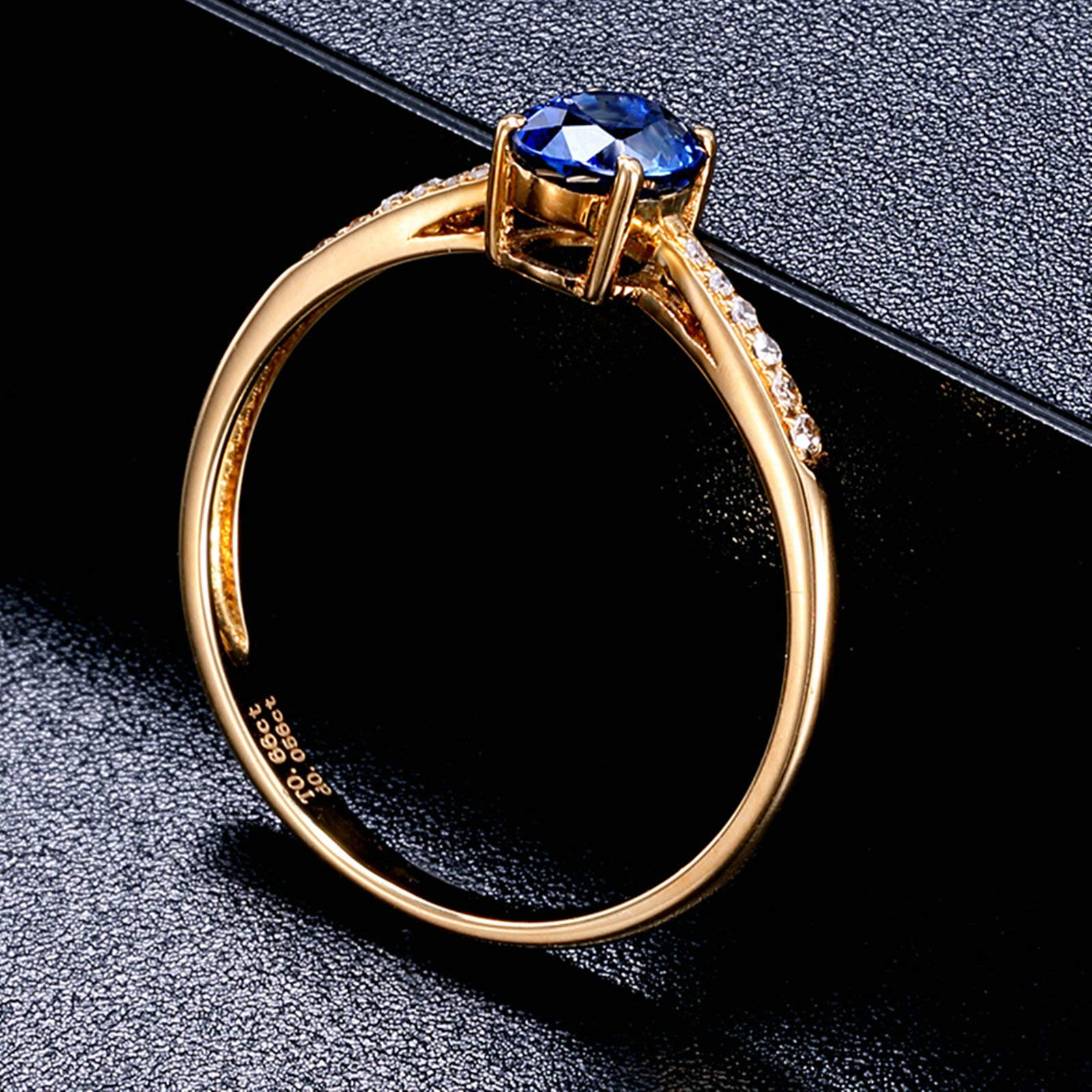 Beydodo Złoty pierścionek damski 750 prawdziwe diamenty i szafir 0,66 ct obrączka złota pierścionek zaręczynowy e 18 karatów (750) żółte złoto, 65 cm (20,7 cala), colore: złoto, cod. TLLWGZ5655