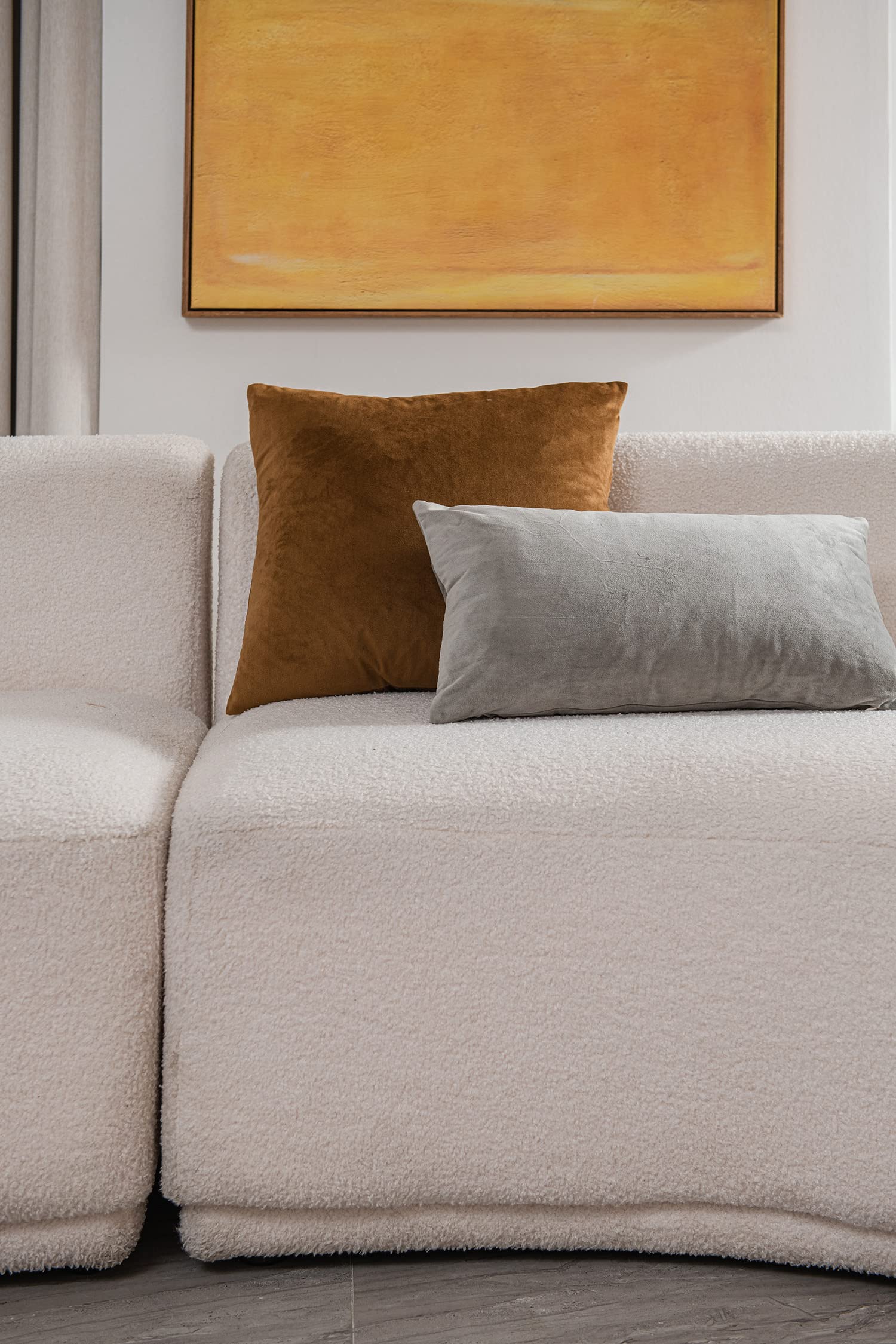 lumbar pillow covers 12x20 light-grey: pack of 2 cozy soft velvet rectangular modern luxury decorative throw pillow cases for sofa couch living room bed home decor