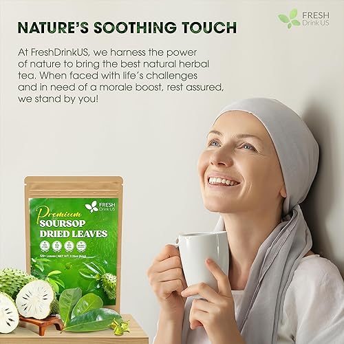 Miniatura 8 de FreshDrinkUS, Más de 120 té de hojas secas de graviola de guanábana premium, 40 tazas, 120-130 hojas naturales, hojas enteras, artesanal, graviola,