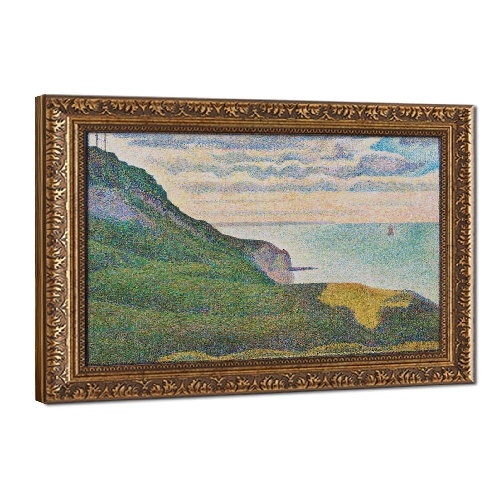 WCYB Seascape at Port En-bessin, Normandy by Georges Seurat Posters Prints Canvas Deco Paintings Wall Art Hangable Frame 24" L X 36" W