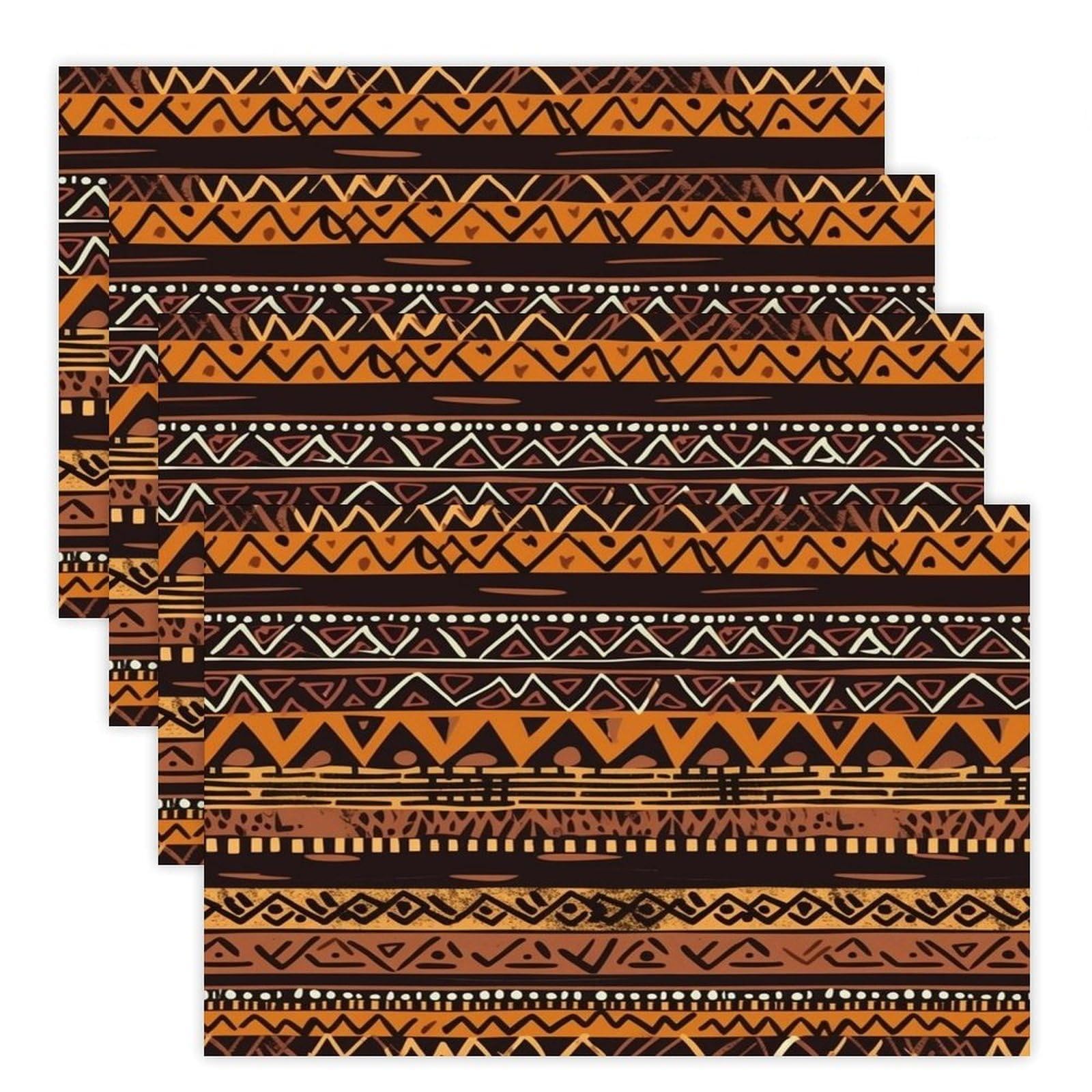 African Mud Cloth Tribal Placemats Non-Slip Heat Resistant Table Mats Flax Washable Cloth Place Mats Easy to Clean Premium Placemat for Kitchen Dining Table Decor Party Outdoor
