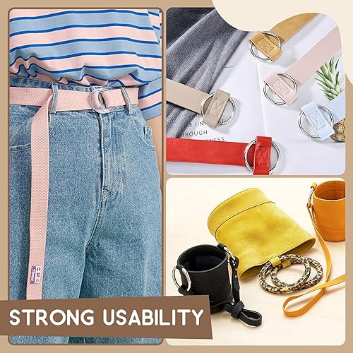 Miniatura 7 de Kit de 60 anillos de metal para cinturones, pasadores de accesorios para macramé, cinturón de campamento, correas para perro, accesorios de sable de