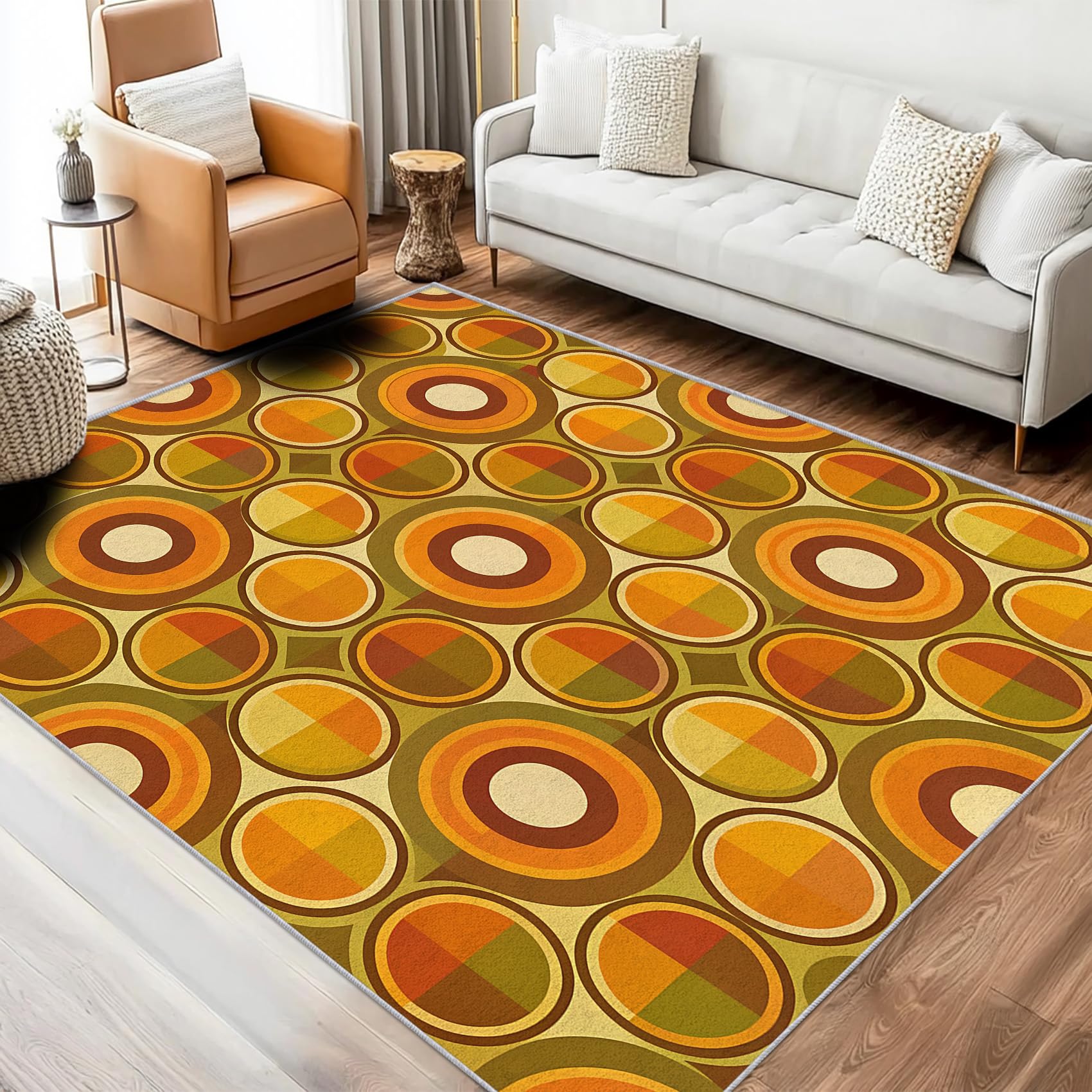 Tapis vintage année 70 lavable et antidérapant pour sécuriser et décorer