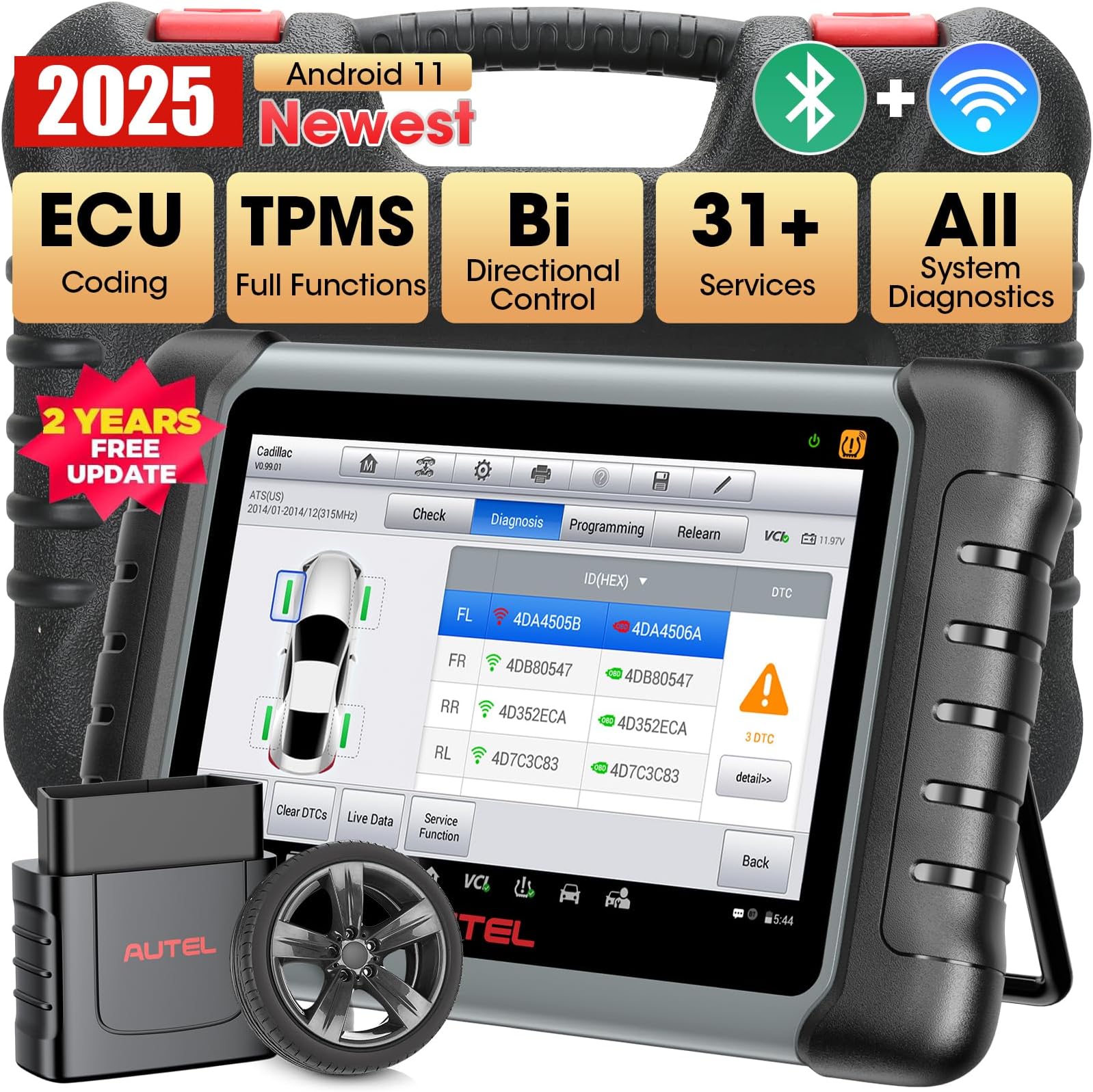 MaxiPRO MP808S-TS Scanner, 2026 Bidirectional Control Scan Tool, 2-Year Free Updated, Full TPMS, ECU Coding Same as MP808BT Pro/MS906TS/MS906 Pro-TS, 31+ Services, All-System Scan & FCA AutoAuth