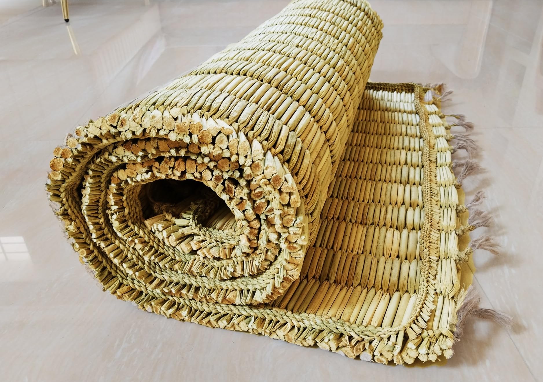 Rattan Sheetal Pati - Brown Meditation Mat -7