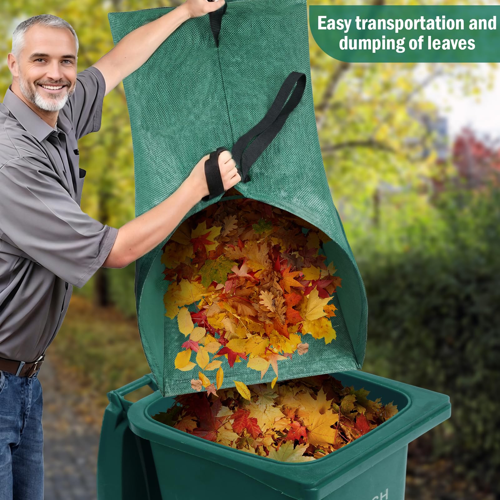 Laubsammler, zusammenklappbarer Rasen- und Laubsack, schwere Blätter, wiederverwendbare Gartenabfallbeutel, große Garten-Kehrschaufel, Gartensack für Blätter, Schmutz, Gras, Schnitte, Rasenabfälle