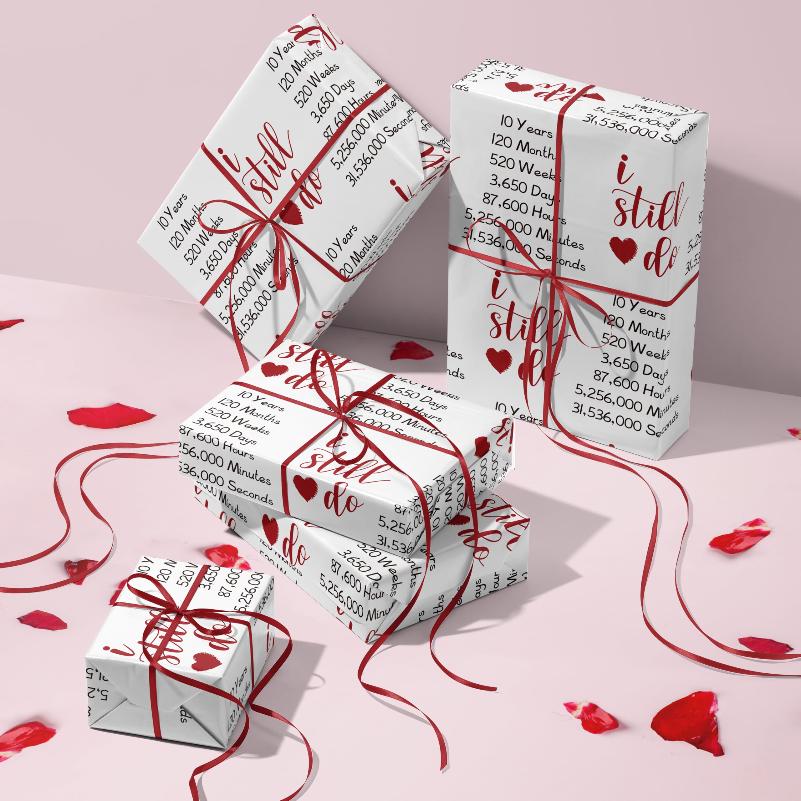 Rouleau De Papier Cadeau RUSPEPA - Motif Lignes Roses Et Dorées, 43,2 Cm X 10 M, Avec Grille De Coupe Au Dos