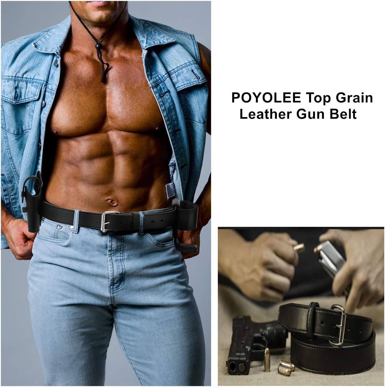 Concealed Carry CCW Leather Gun Belt | Top Grain Leather Belt for Gun Carry | Mens Heavy Duty EDC Belt 1 1/2-Inch