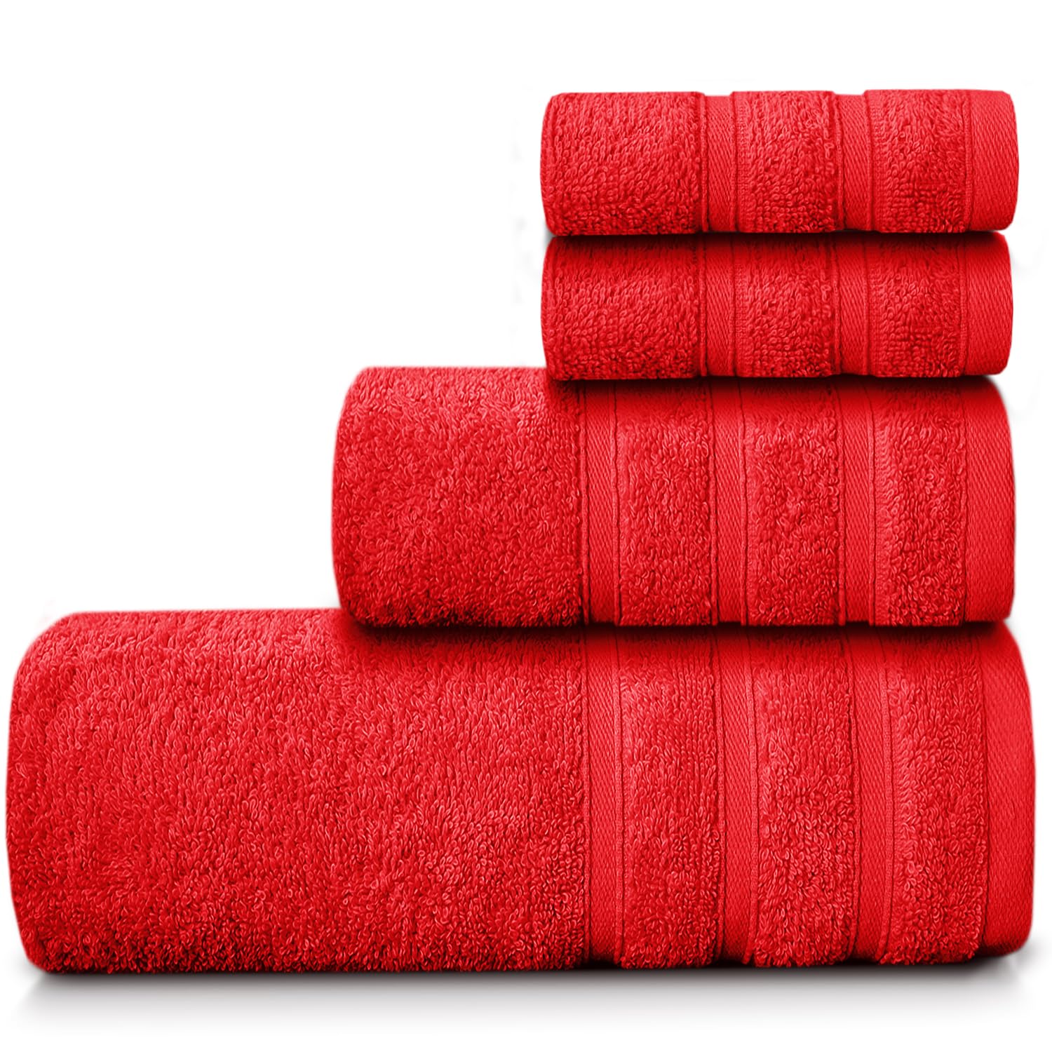 Casabella Luxury 100% Egyptian Cotton Towel Bale - 8 Pieces - 550 Gsm Xlarge Sizes_Red_4 Pieces Set โ image 1