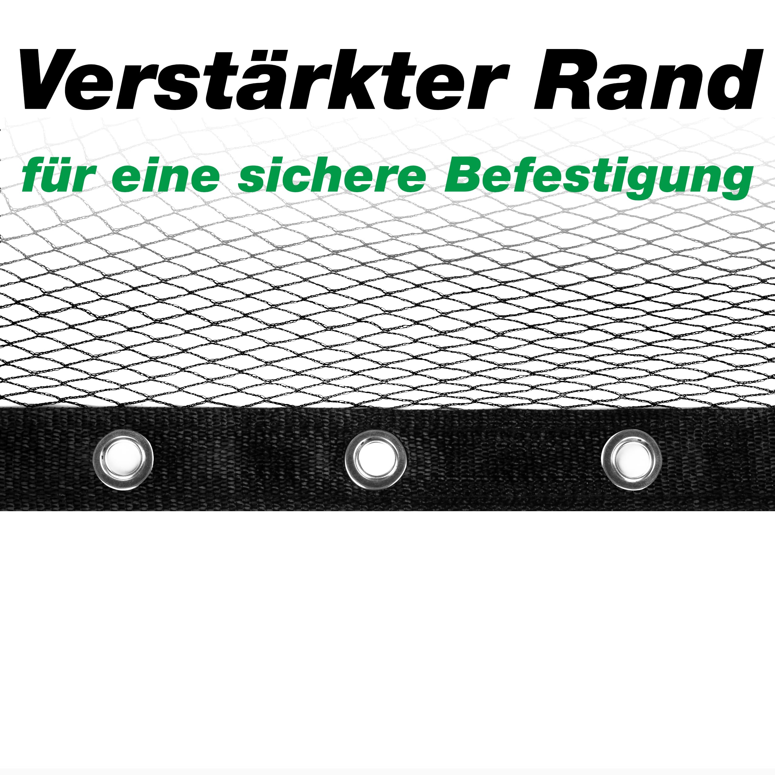Abdecknetz (3x4m) schwarz mit Erdspießen | feinmaschig (10x10mm) mit stabilem Rand | Teichabdeckung für einen laubfreien Teich | Vogelschutznetz für Gartenteich