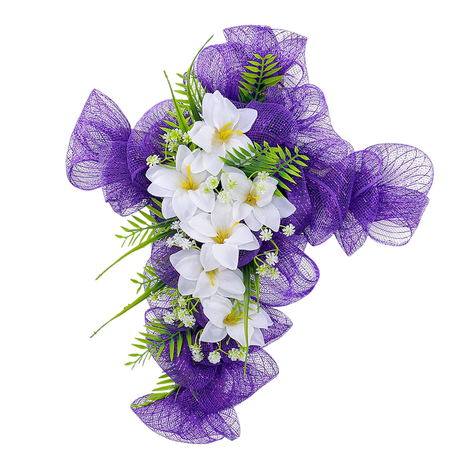 carotoe Simulation Plant Flower Easters Crucifix Wreath Tulips Garlands for Elegant Home and Decoration Party Supplies Religious Ceremony Decoration