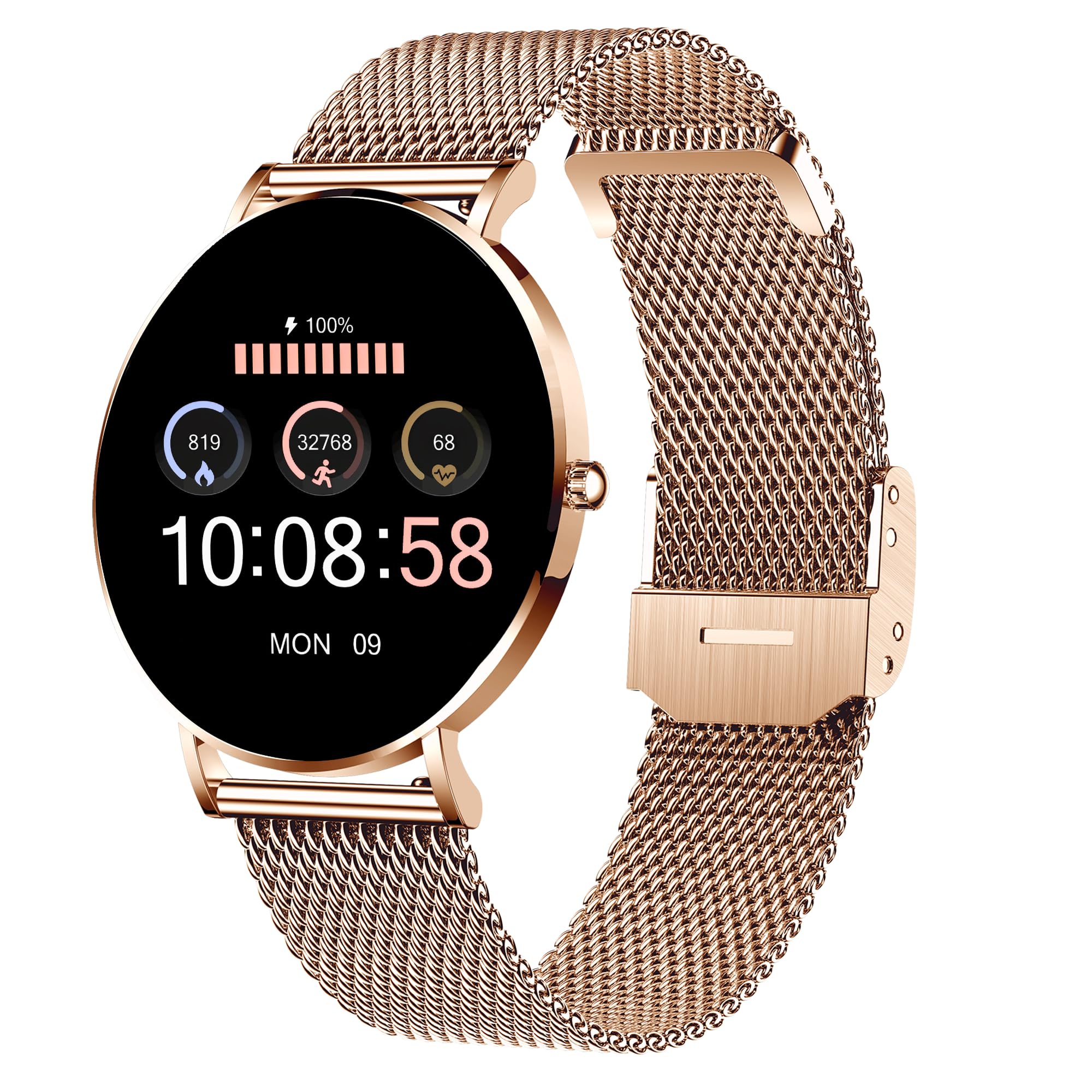 XCOAST Siona 2 - Reloj Inteligente Ultra Delgado para Mujer, Pantalla AMOLED de 1.3 Pulgadas, Colores Brillantes, Filgran, Pulso, presión Arterial, oxígeno en Sangre, Acero Inoxidable, batería de 7