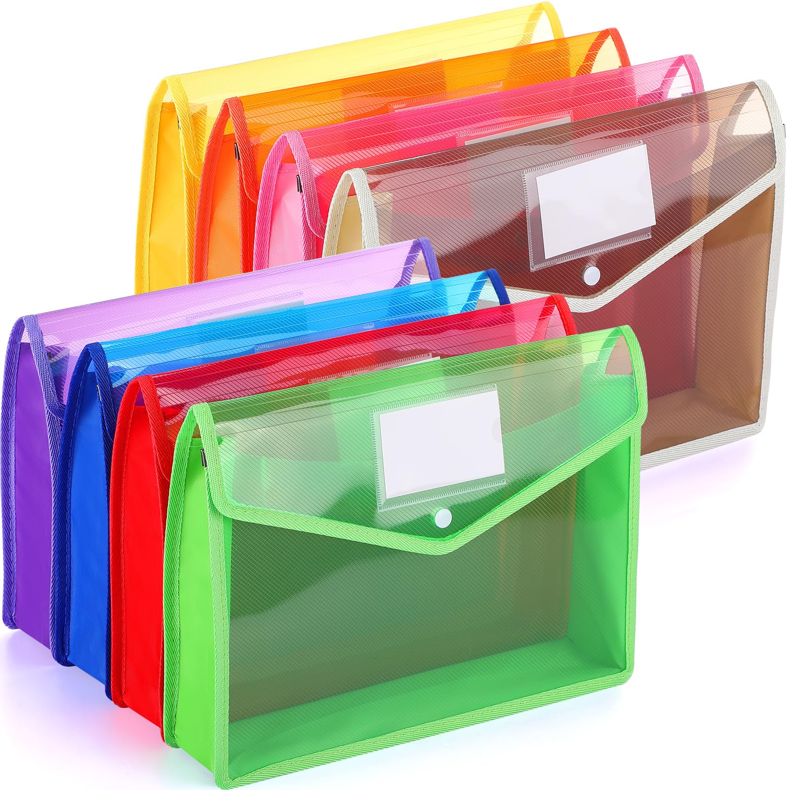 Photo 1 of 24 Pieces A4 Plastic File Folders Expandable Folders Expanding File Wallet Document Folder Organizer with Snap Closure and Pocket for School Office Home (Multicolor)