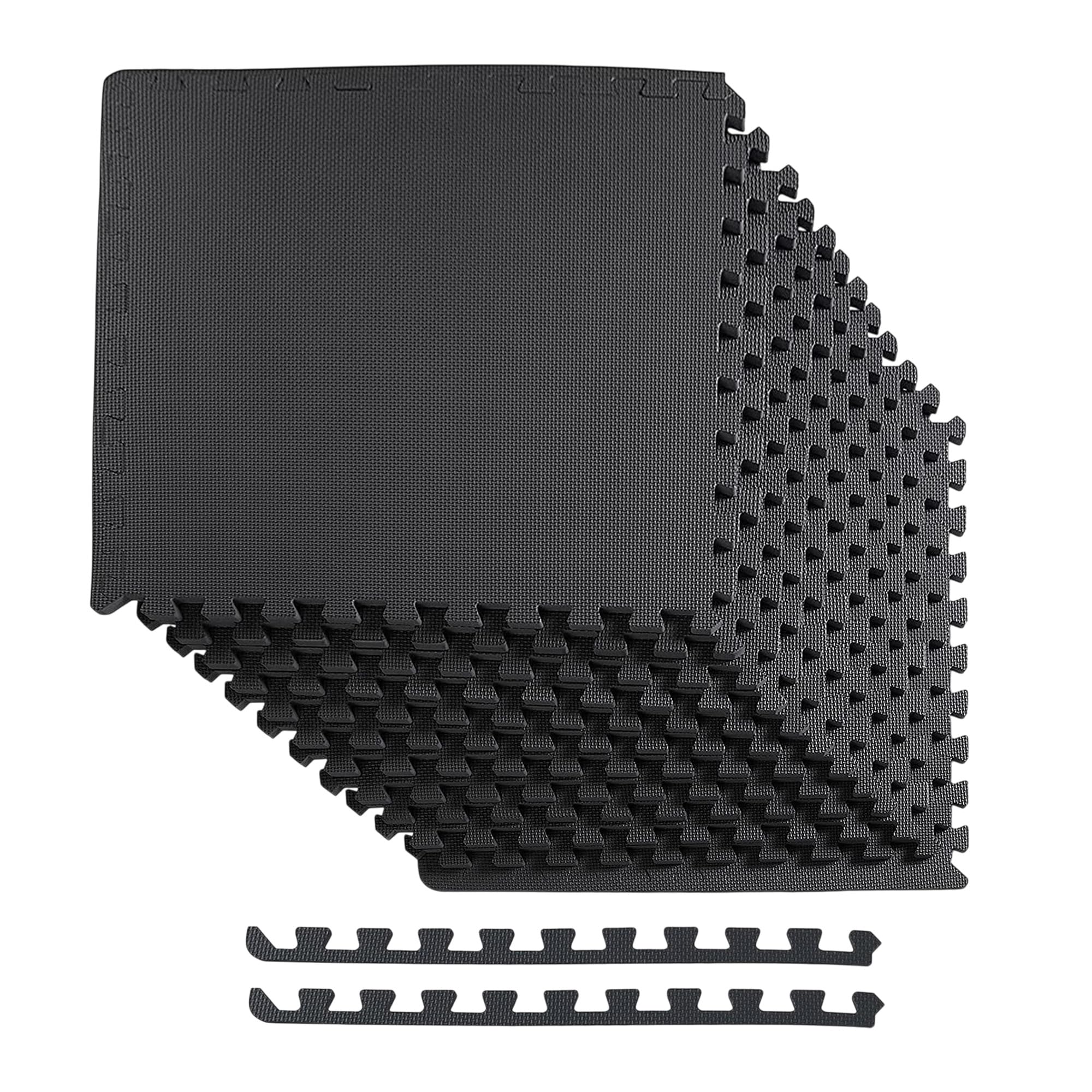 BalanceFrom Puzzle Exercise Mat 1/2" Thick, EVA Interlocking Foam Floor Tiles for Home Gym, Mat for Home Workout Equipment, Floor Padding for Kids, Black, 24 in x 24 in x 1/2 in, 48 Sq Ft - 12 Tiles Black 1/2" Thick, 48 Square Feet