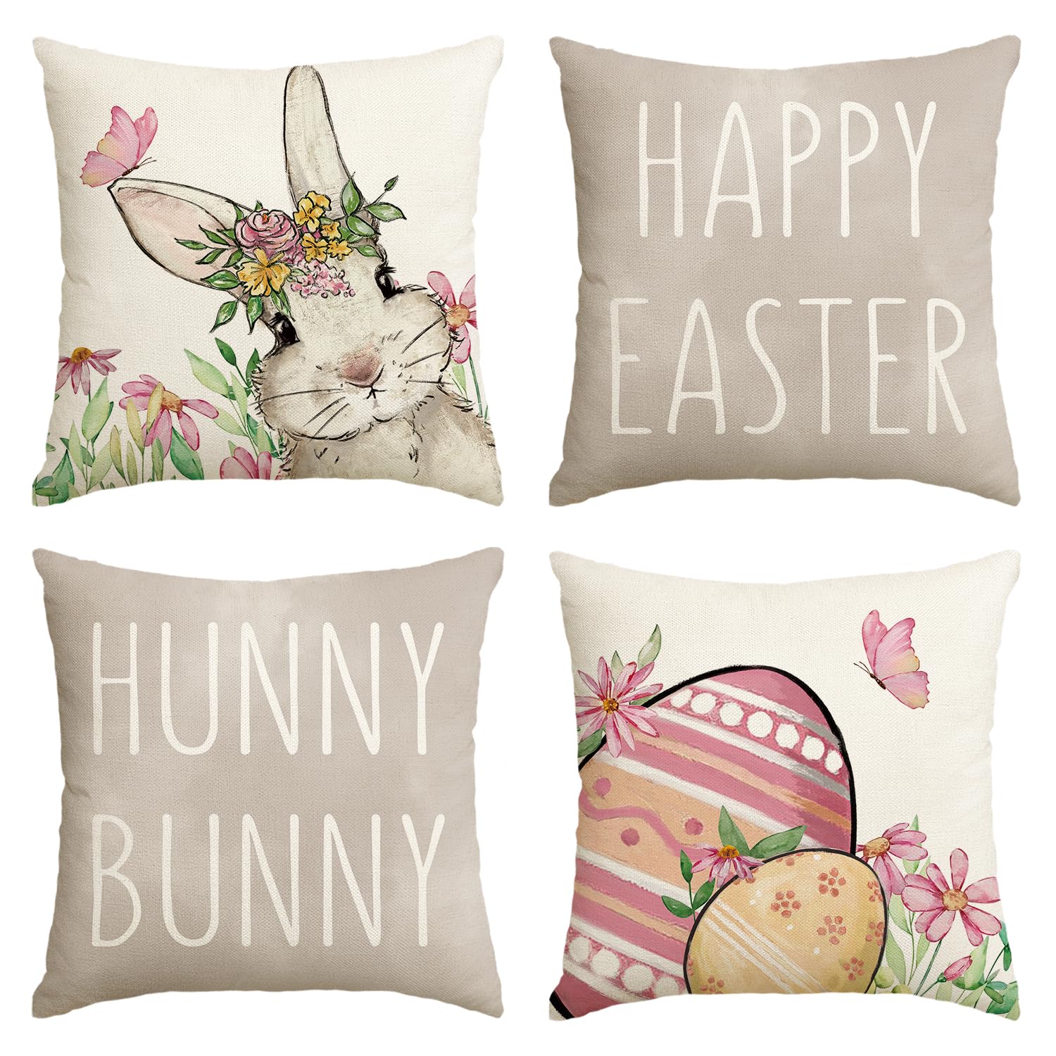 Housses de coussin lapin de Pâques pour rénover un canapé gris fatigué