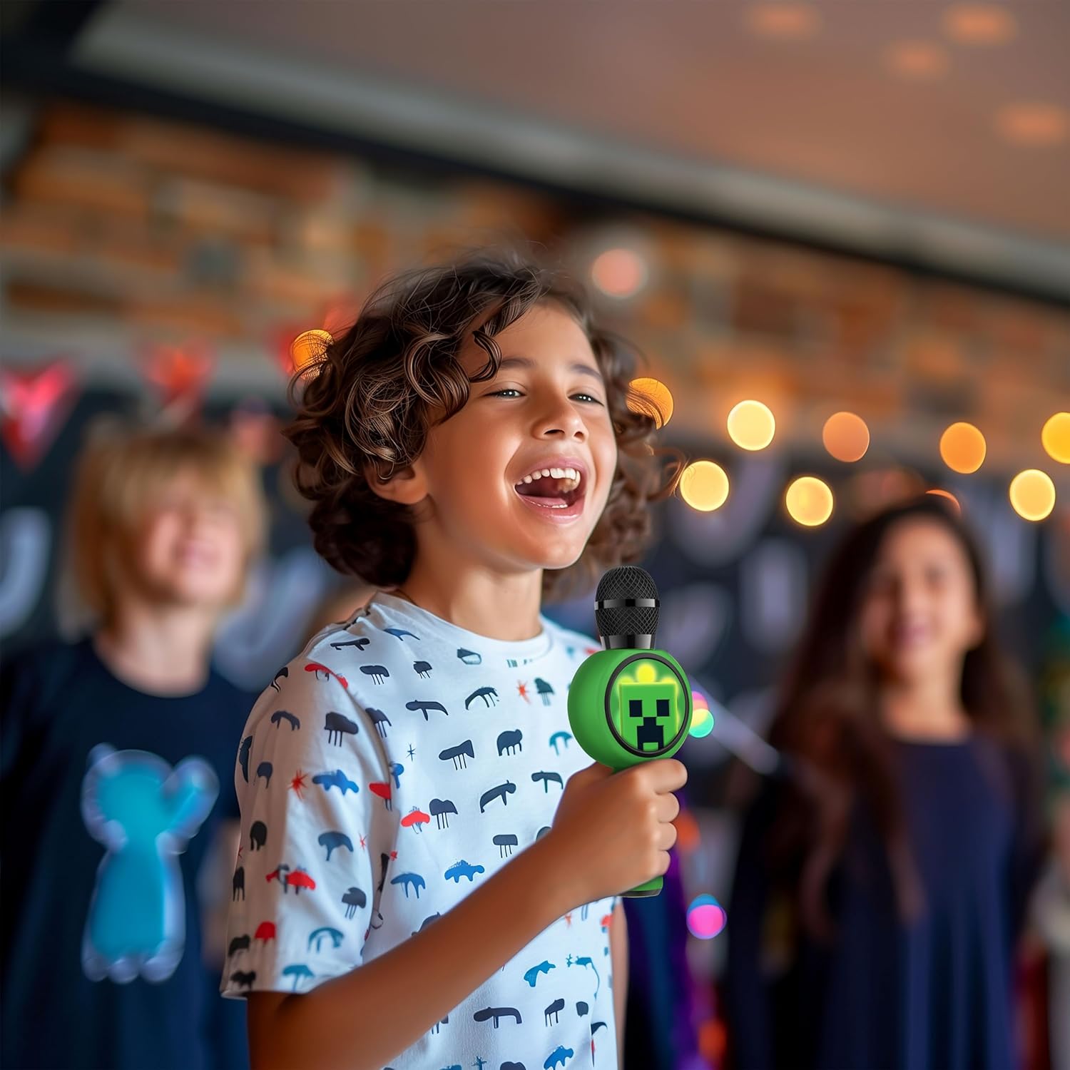 Minecraft Karaoke Microphone with Wireless Speaker and LED Light