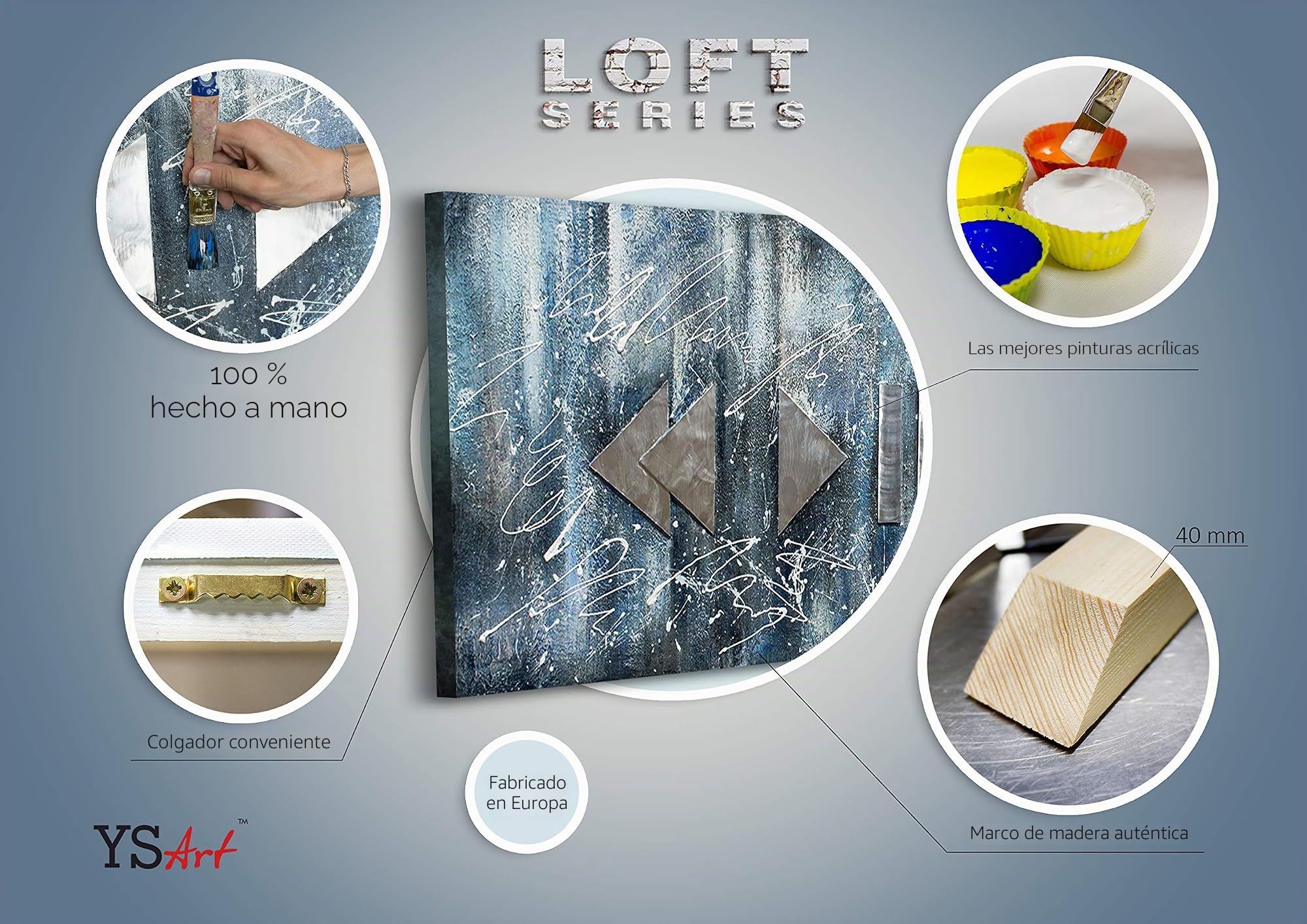 YS-Art Loft | cuadro pintado a mano Lebensrhythmus | cuadro moderno acrilico | 150x50 cm | lienzo pintado a mano | cuadros dormitories | único | LT009