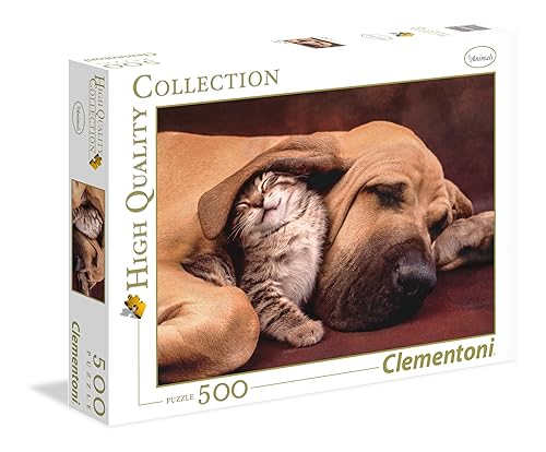 Clementoni Cuddles Cute Cat & Dog - Rompecabezas de 500 piezas para adultos