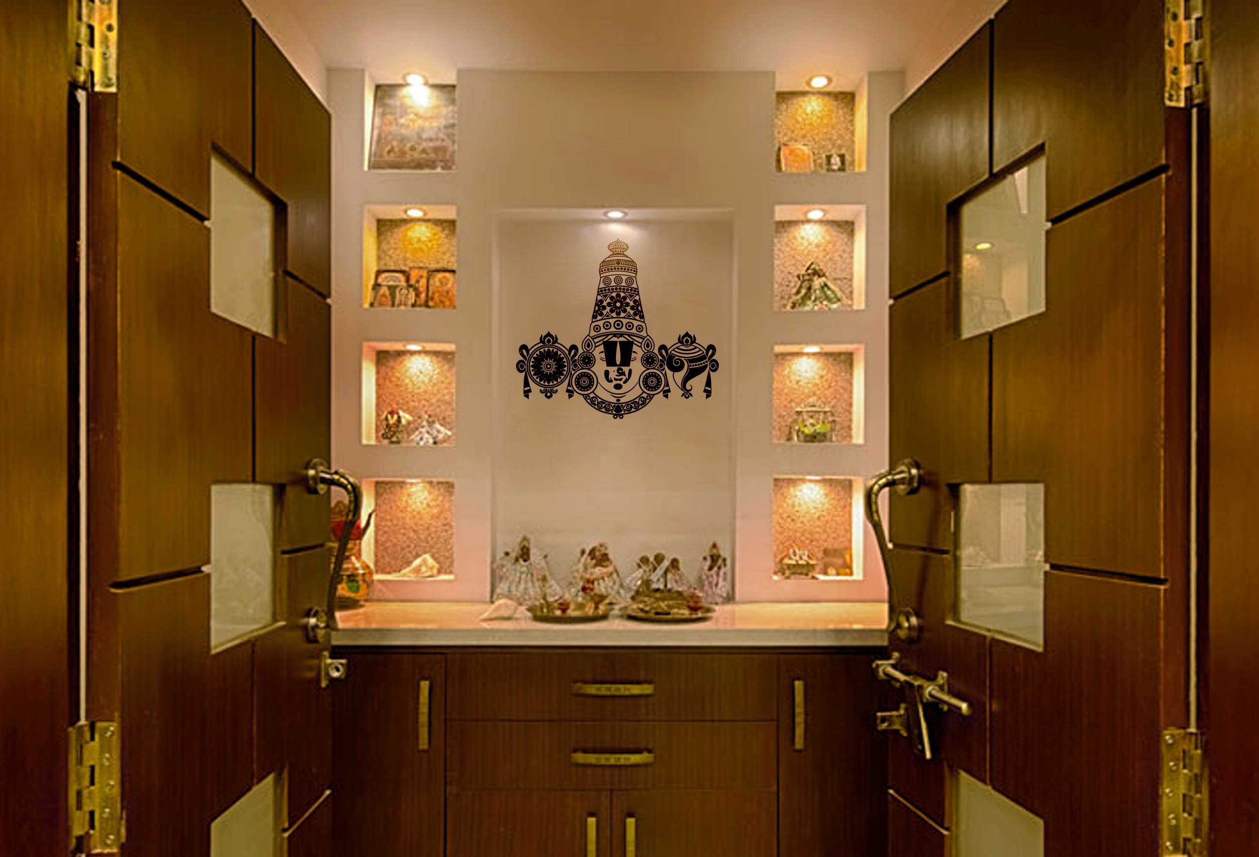 WallDesign Tirupati Balaji Sticker for Wall Decoration Black Colour (Medium) - 17 inch Height by 20 inch Width-image-20