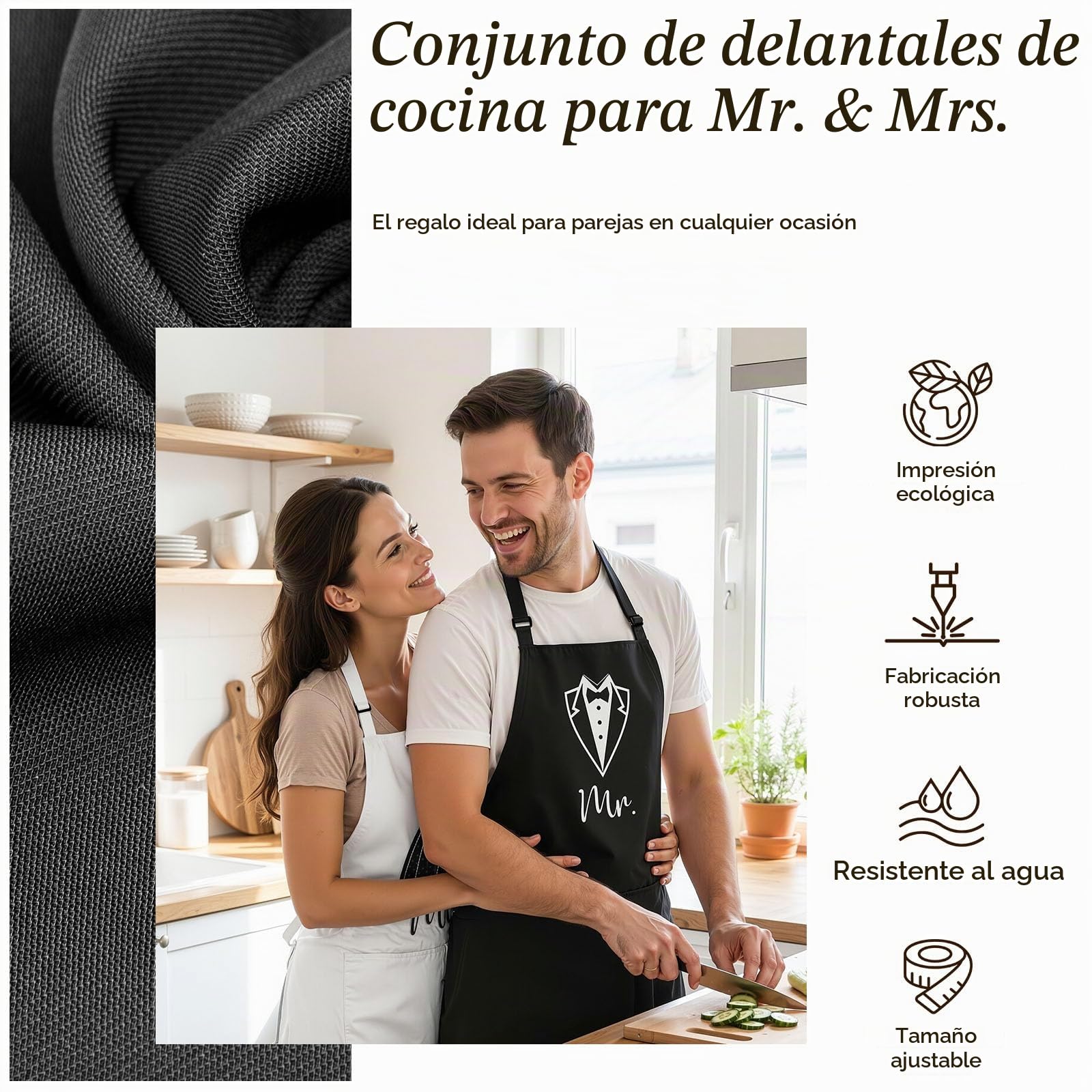 TUZELIYA Regalos De Boda Para Novios, 6 Piezas, Juego De Mr Y Mrs Para Novia Y Novio, Tazas, Delantal Y Toalla, Regalo De Compromiso, Pareja, Aniversario, Bodas, 350 Millilitros