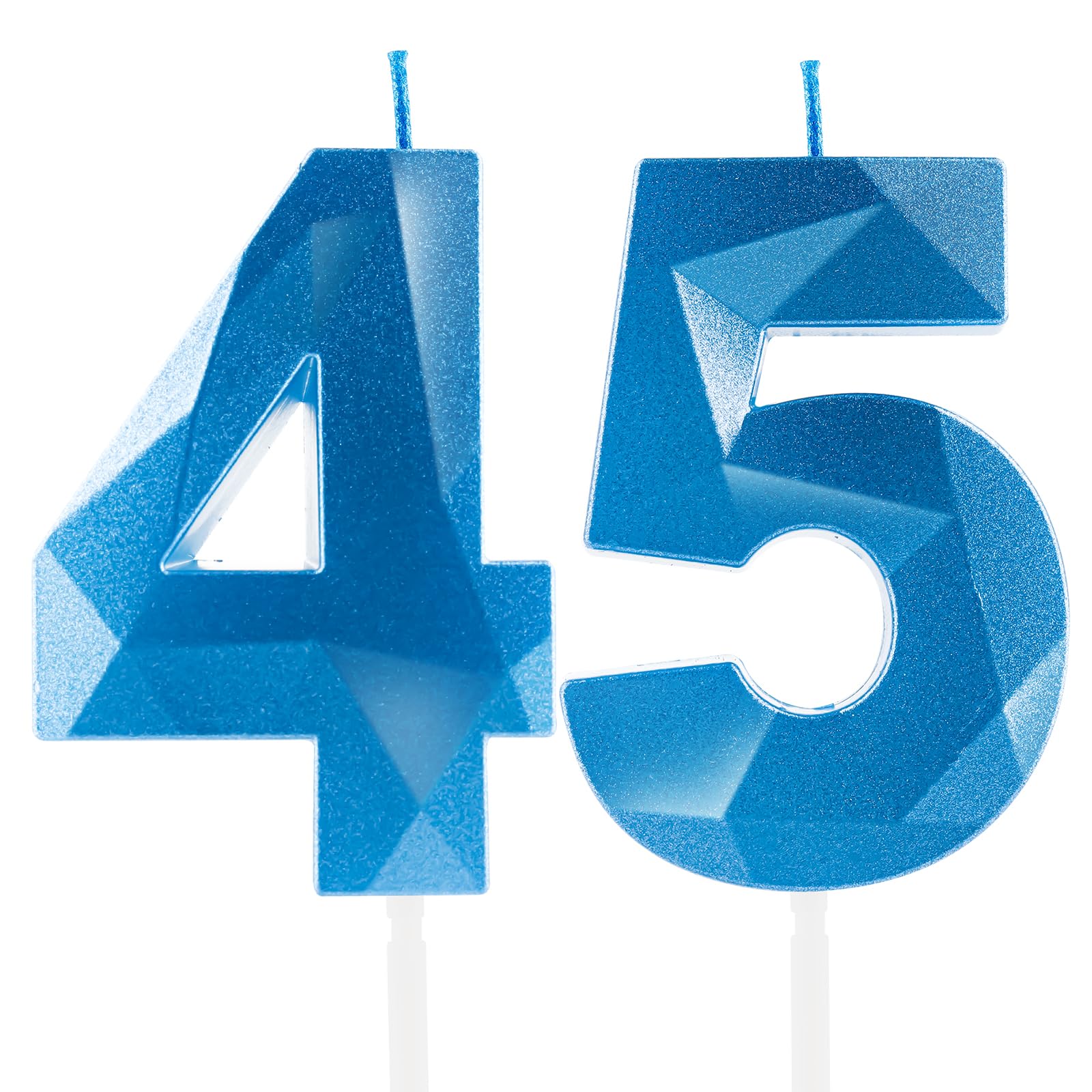 Royalblaue 45. Geburtstagskerzen, 45. Geburtstagsdekorationen für Frauen und Männlich, 3D-Zahl-45-Kerze für Kuchen, Königsblau – Kuchendekorationen für Geburtstagsfeiern und Hochzeiten Zubehör